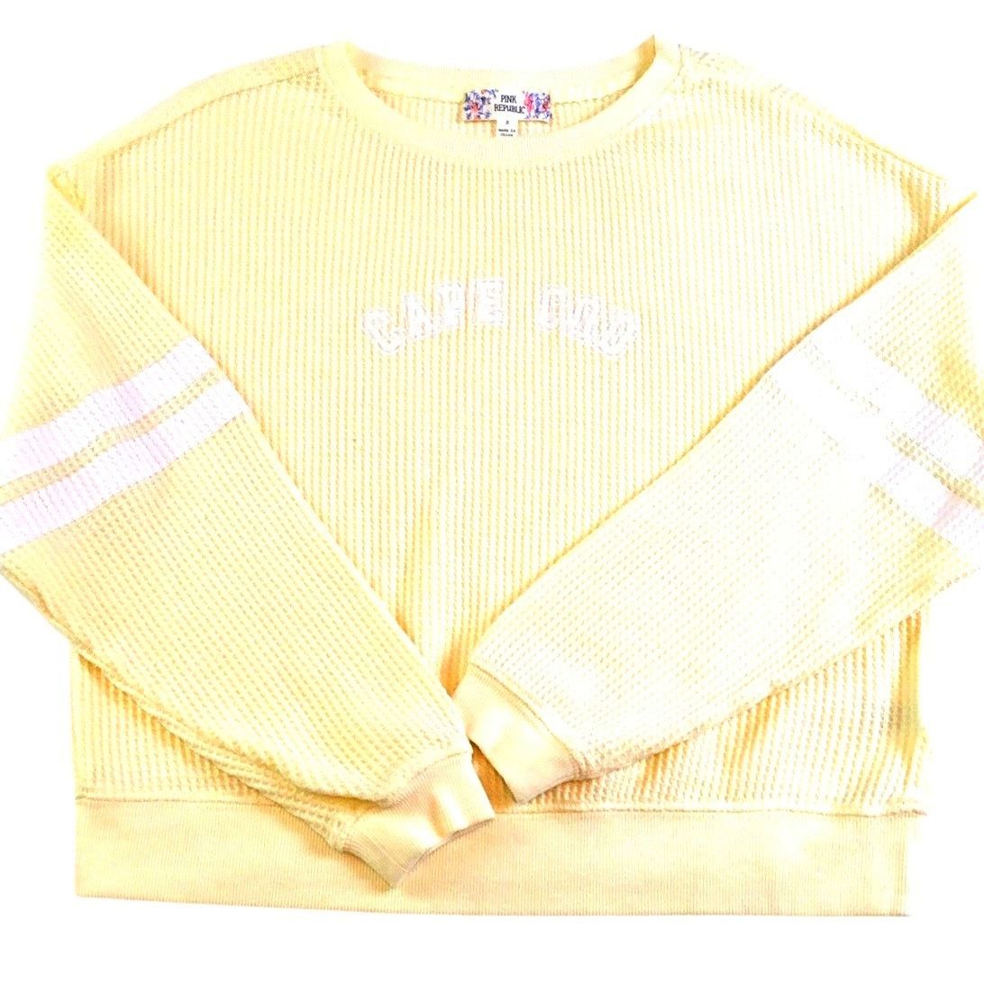 Other Pink Republic Thermal Cape Cod Waffle Weave Top Yellow Small Size S / US 4 / IT 40 - 1 Thumbnail
