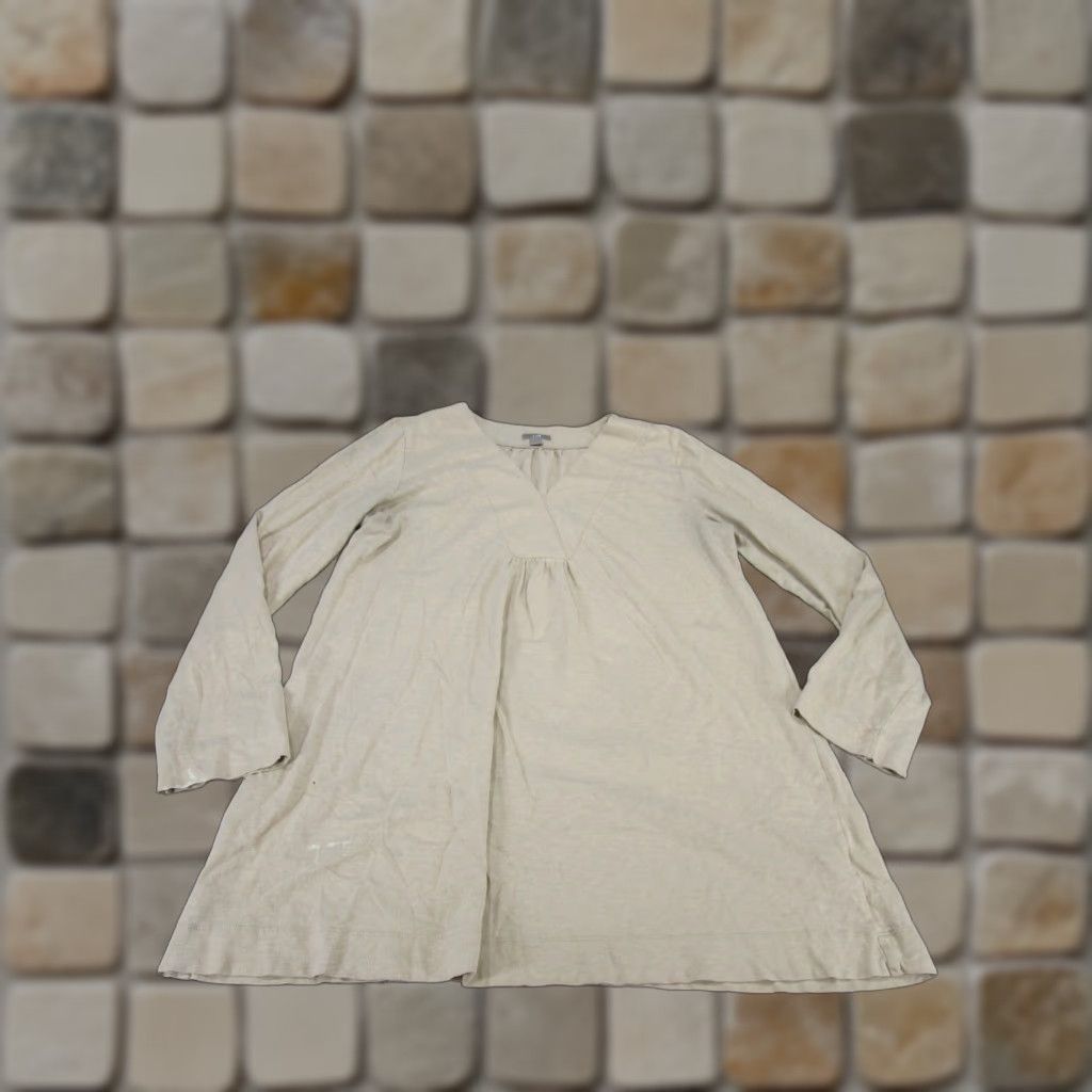 J. Jill J. Jill Shirt Womens L Beige Cotton V Neck Long Sleeve Stains Size L / US 10 / IT 46 - 1 Thumbnail