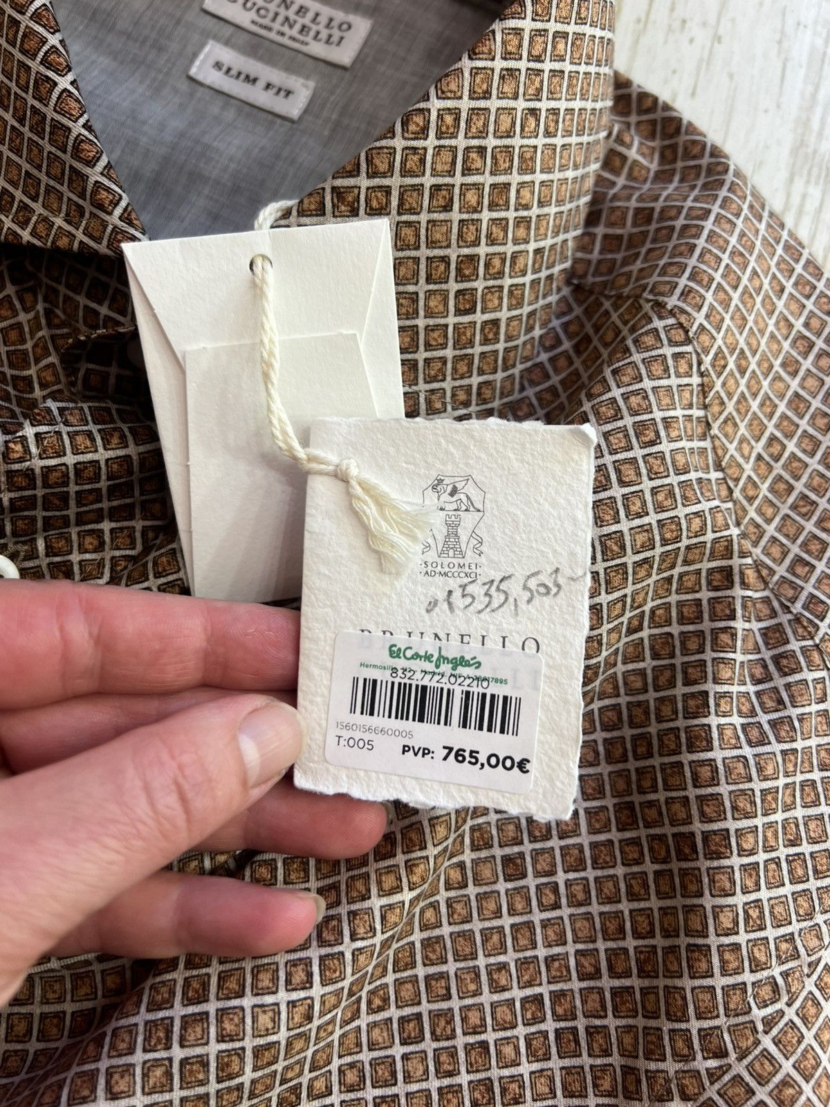 Brunello Cucinelli Brunello Cucinelli Slim Fit Geometric Print Shirt XL Size US XL / EU 56 / 4 - 10 Thumbnail