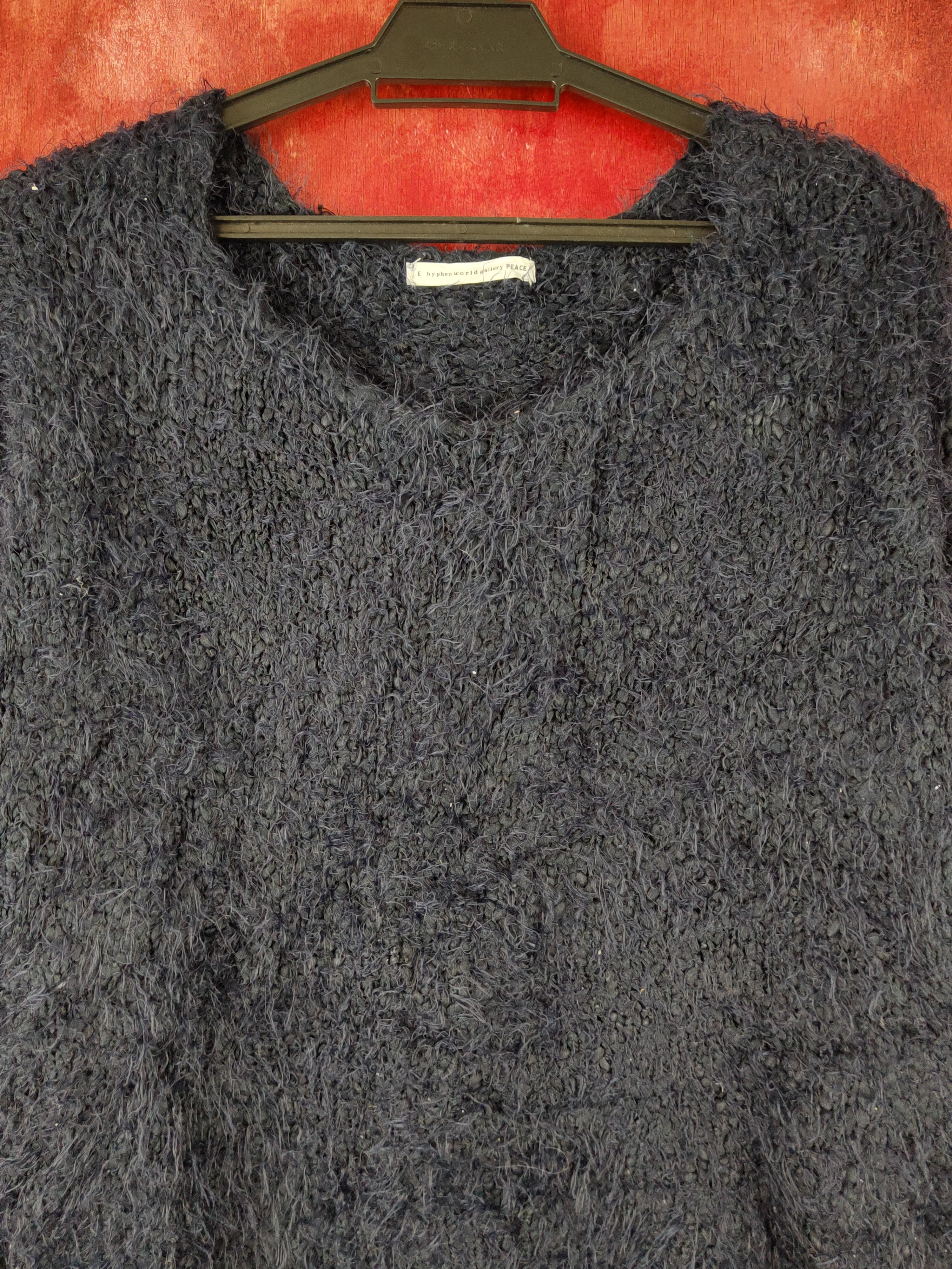 Homespun Knitwear × Japanese Brand × Vintage E Hypen World Gallery Navy Fur Mohair Knitwear #S1921 Size M / US 6-8 / IT 42-44 - 2 Thumbnail