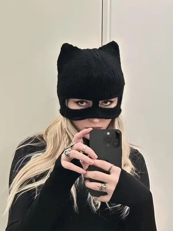 Japanese Brand Black cat hat . Catwoman mask . Balaclava ski mask . Eras Size ONE SIZE - 4 Thumbnail