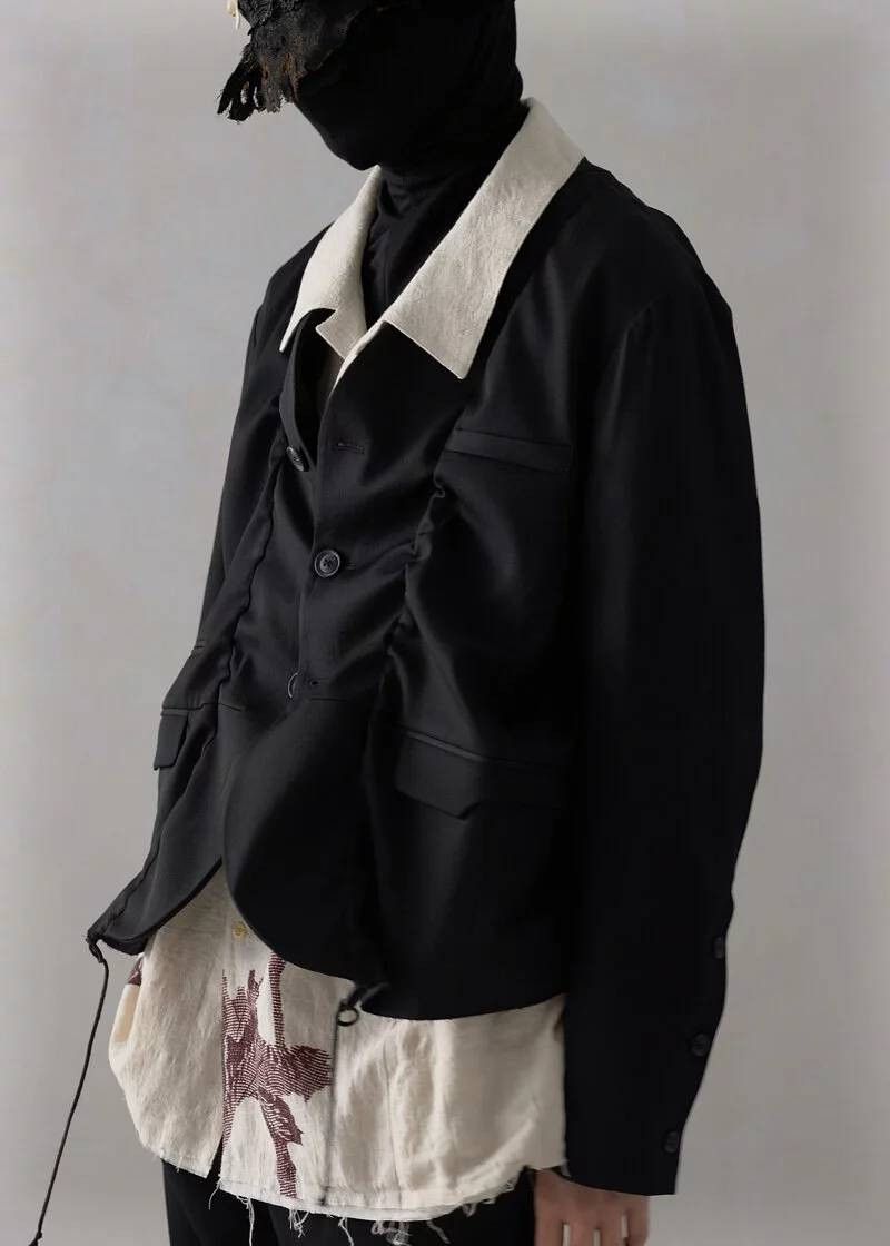 image of Professor E-22Fw｜Drawstring Bondage Strap Blazer（Black）, Men's (Size Small)