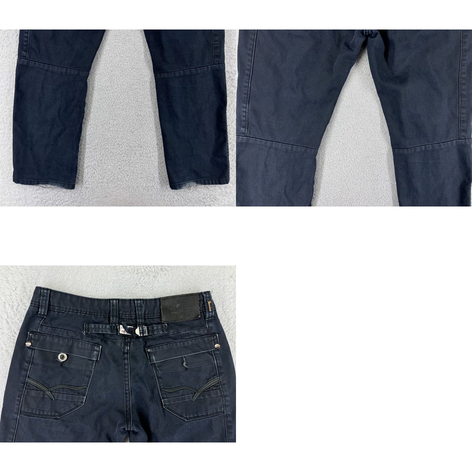 Vintage LaoDao Jeans Mens Jeans Belt Buckle Cinch Back 30x26 Black Denim Straight Leg 5-Pocket Regular Mens Size US 33 - 10 Thumbnail