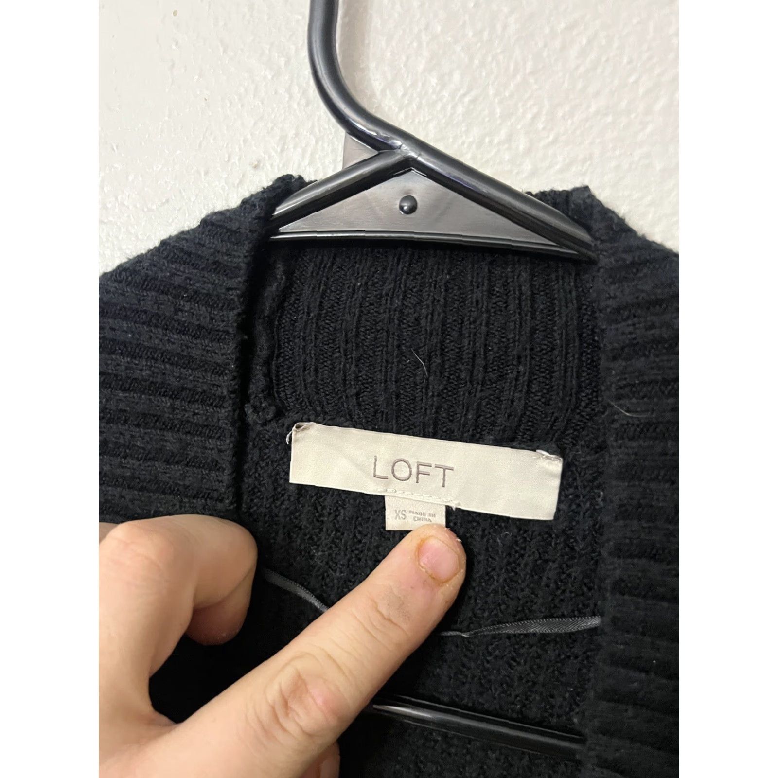 Ann Taylor VINTAGE Ann Taylor Loft Women's Sweater Cardigan Open Front Long Sleeve XS Black Knit 2010s Size XS / US 0-2 / IT 36-38 - 3 Thumbnail