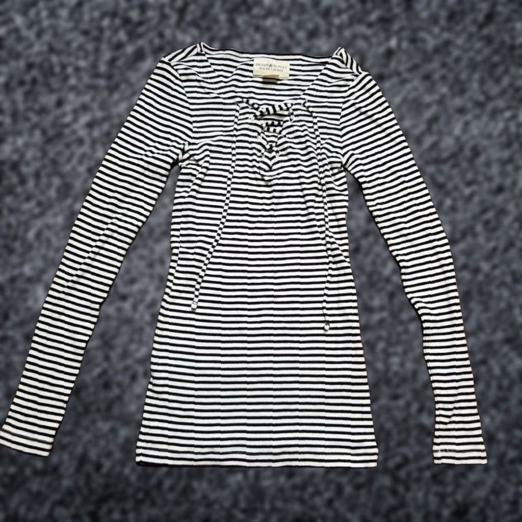 Vintage Denim & Supply Ralph Lauren Black Striped Tie-Up Long Sleeve Tunic Shirt Womens XS Size XS / US 0-2 / IT 36-38 - 1 Thumbnail