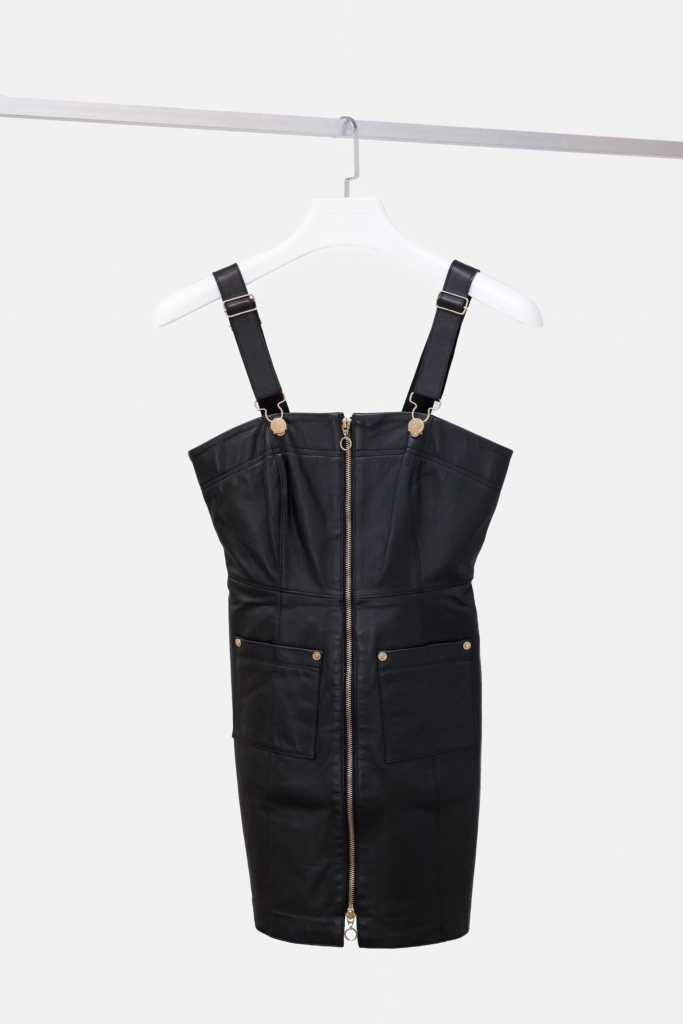 image of Alice Mccall Cherry On Baby Leather Mini Dress in Black, Women's (Size XS)