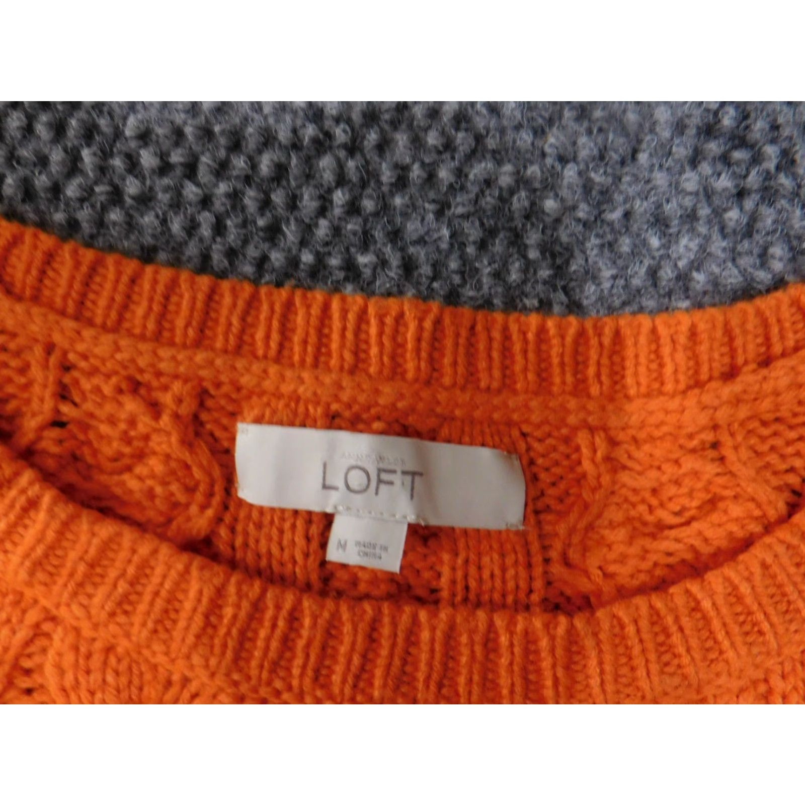 Loft LOFT Sweater Womens M Cable Orange Pullover Wool Rayon Crew Neck Long Sleeve Knit Regular Modern Designer Casual Girls Womens (adjusted) Size M / US 6-8 / IT 42-44 - 6 Thumbnail
