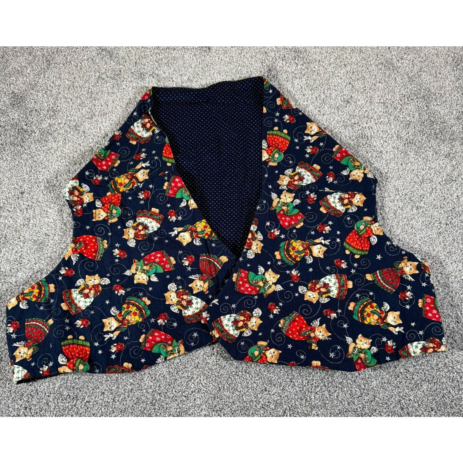 Other Vintage Handmade Vest Womens Medium Cottagecore Cats Mice Size M / US 6-8 / IT 42-44 - 1 Thumbnail