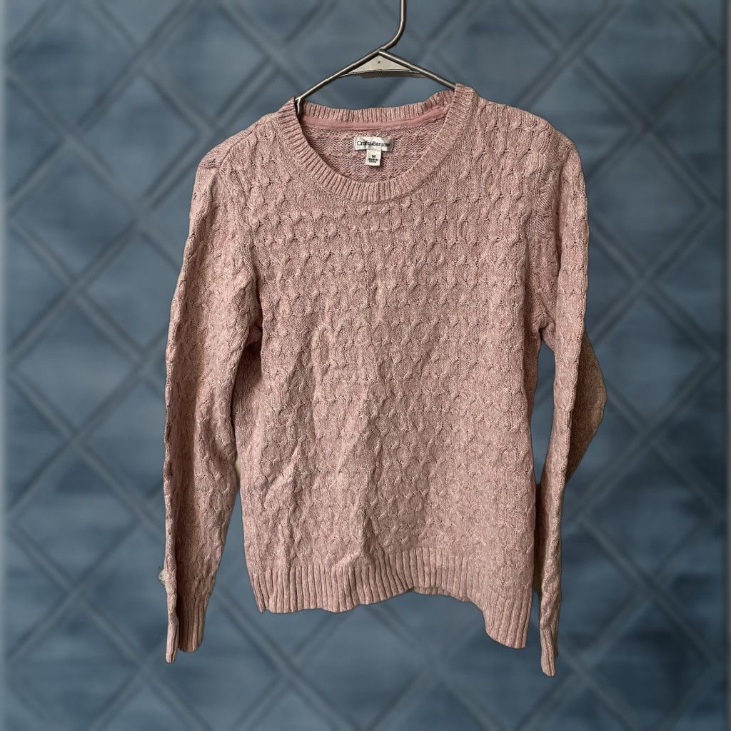Croft & Barrow Croft & Barrow Women's Pink Crew Neck Cable Knit Sweater Pullover Size M Size M / US 6-8 / IT 42-44 - 1 Thumbnail