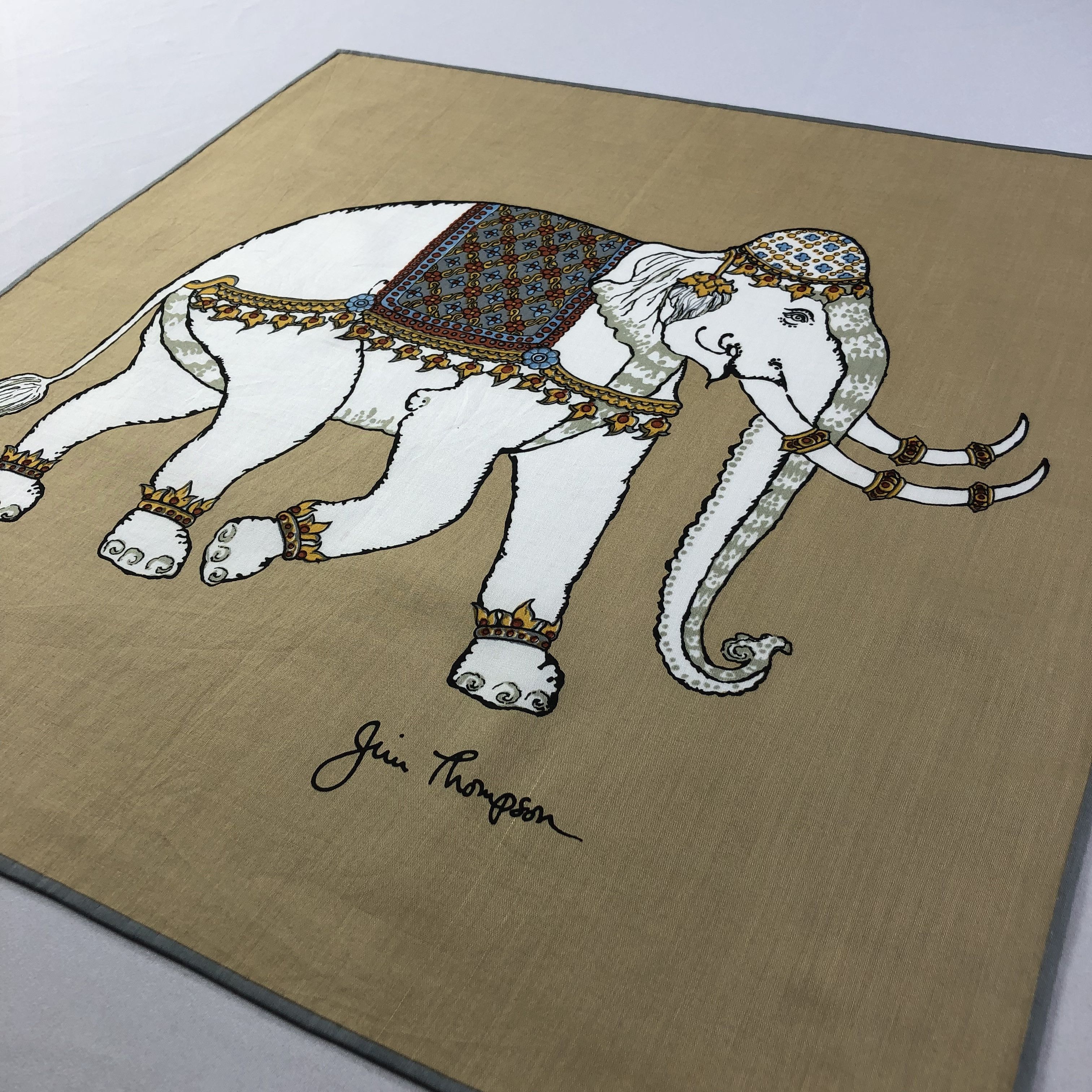 Jim Thompson Jim Thompson Elephant Handkerchief Neckerchief Bandana H1775 Size ONE SIZE - 2 Thumbnail