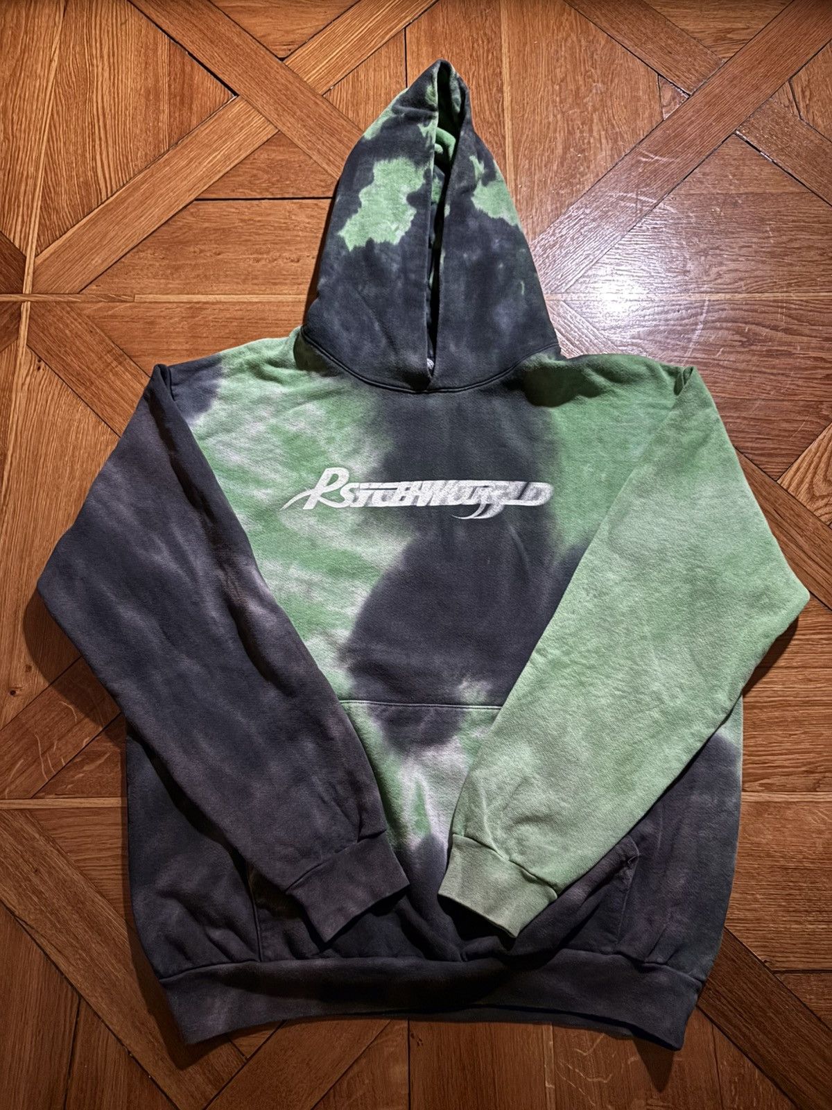 Psychworld Tie Dye Motion Logo Black & Green Hoodie