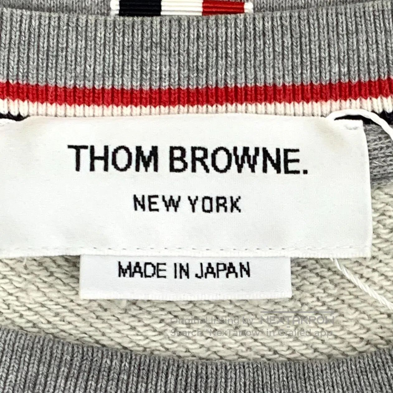 Thom Browne Thom Browne Gray Classic Four-Stripe Cotton Crewneck Long Size US L / EU 52-54 / 3 - 7 Thumbnail