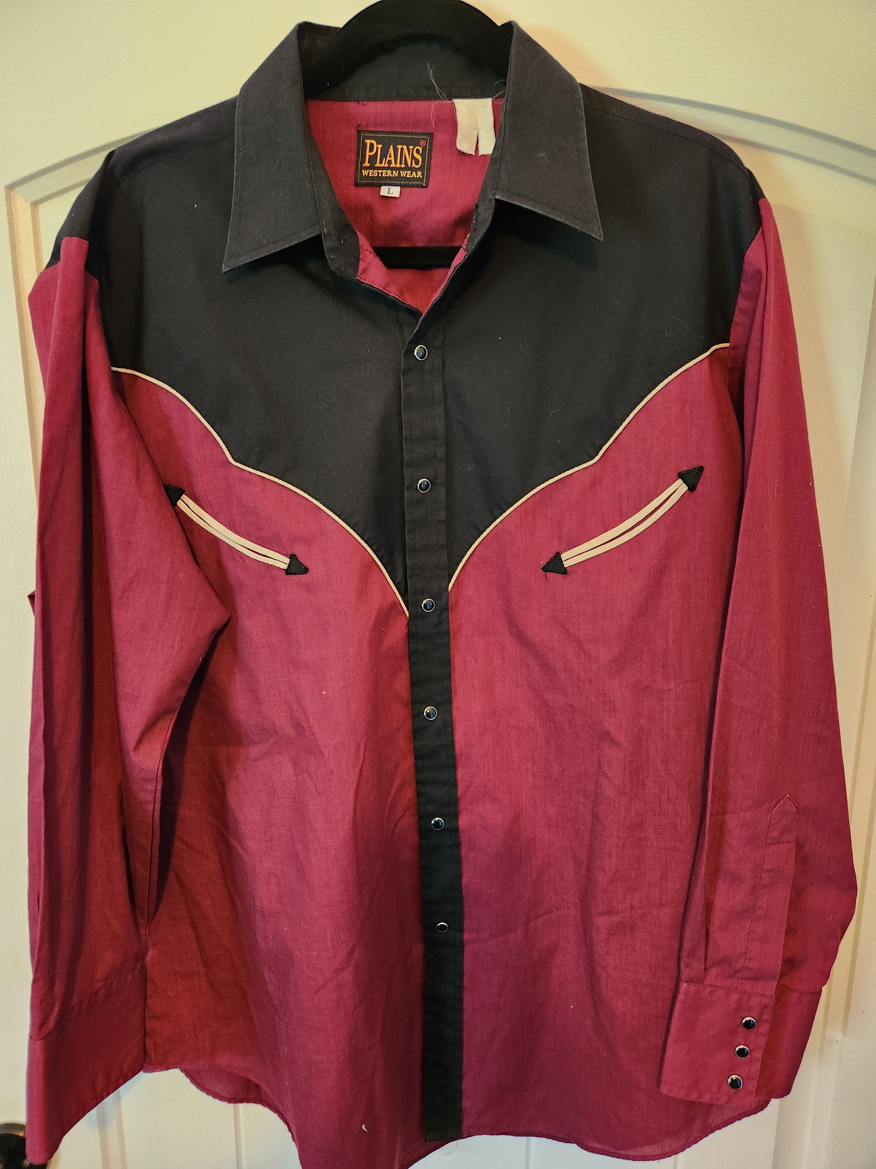 Wrangler Button Front Burgandy & Black Western Sleeve Shirt Size US XL / EU 56 / 4 - 1 Thumbnail