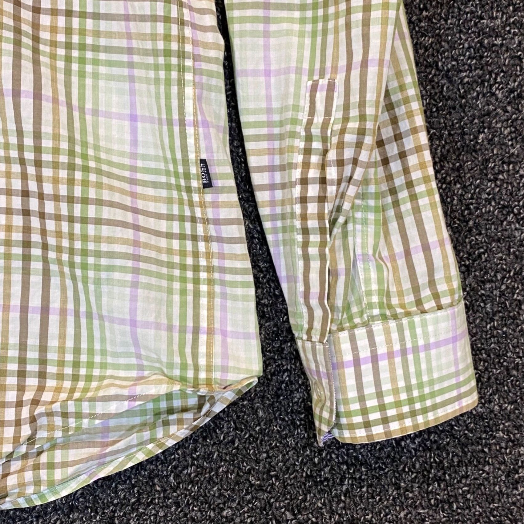 Hugo Boss HUGO BOSS Shirt Mens Medium Regular Green White Plaid Button Up Dress Top L/S Size US M / EU 48-50 / 2 - 4 Thumbnail