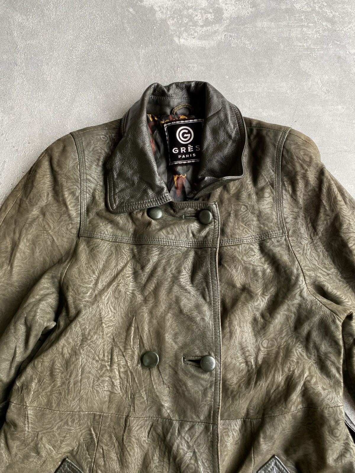 Designer × Vintage Vintage GRES Paris Leather Coat Size M / US 6-8 / IT 42-44 - 2 Thumbnail