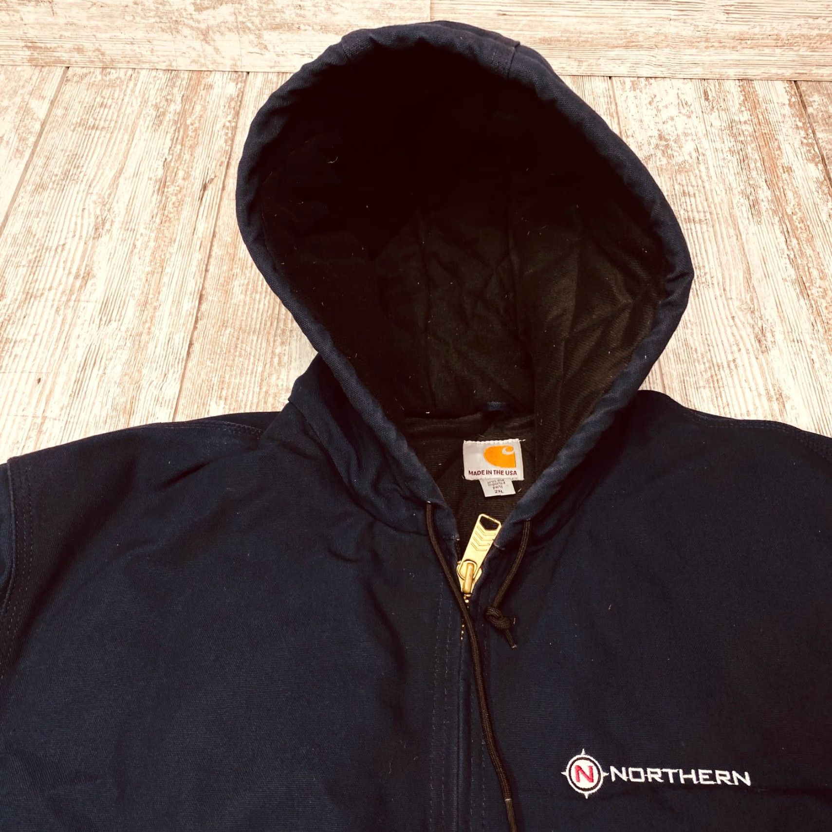 Carhartt VINTAGE Carhartt J140 DNY Quilt Lined Hooded Duck Jacket 2XL Navy Blue Workwear - 7461 Size US XXL / EU 58 / 5 - 6 Thumbnail