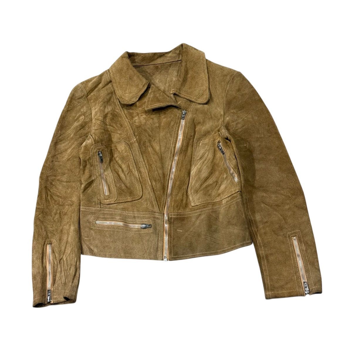 Vintage 60s Double Collar Ailee Zipper Suede Leather Jacket