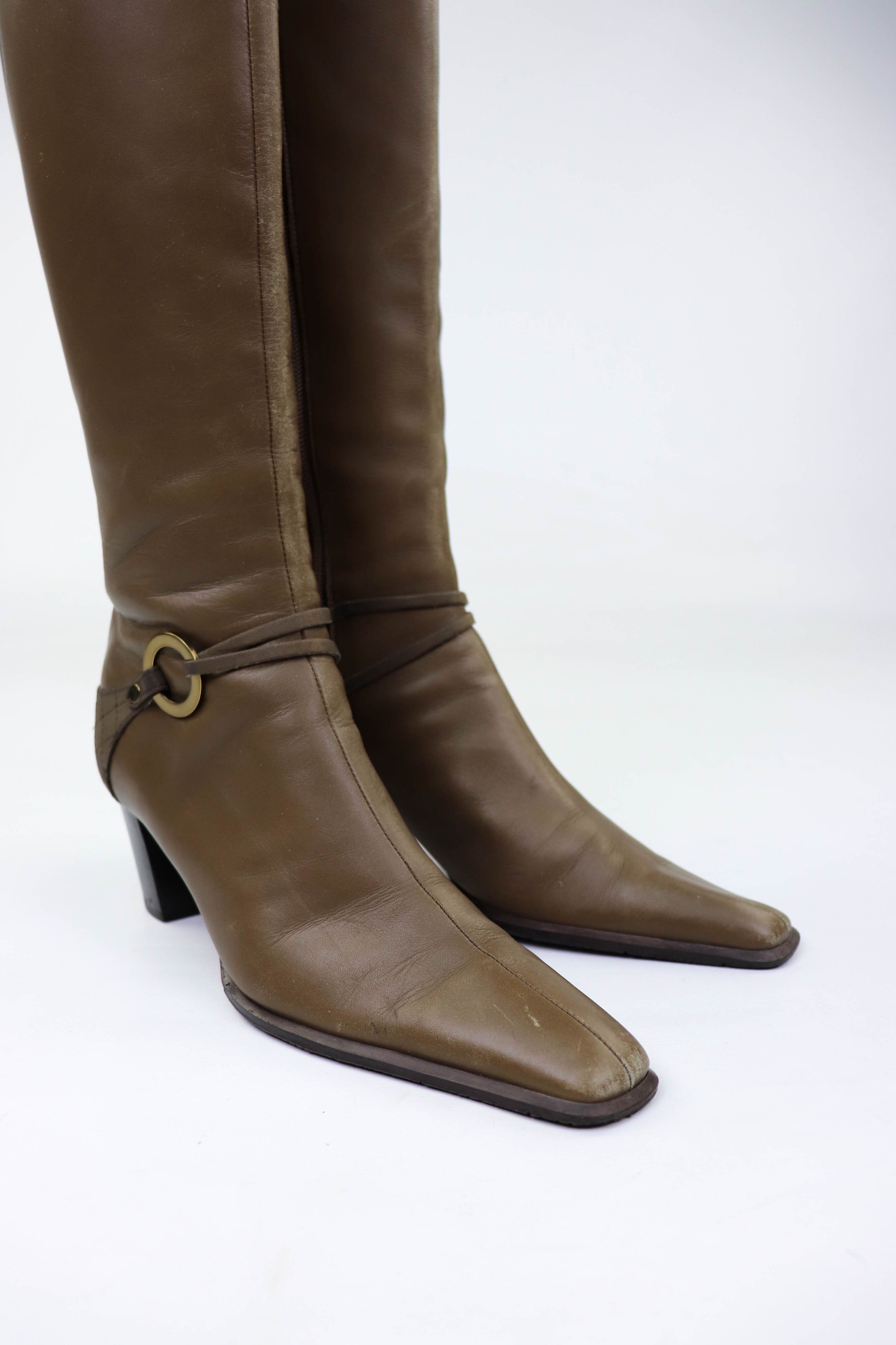 Japanese Brand Vintage iCB Made in Japan Tan Leather Pointed Toe Boots Size US 5 / IT 35 - 6 Thumbnail