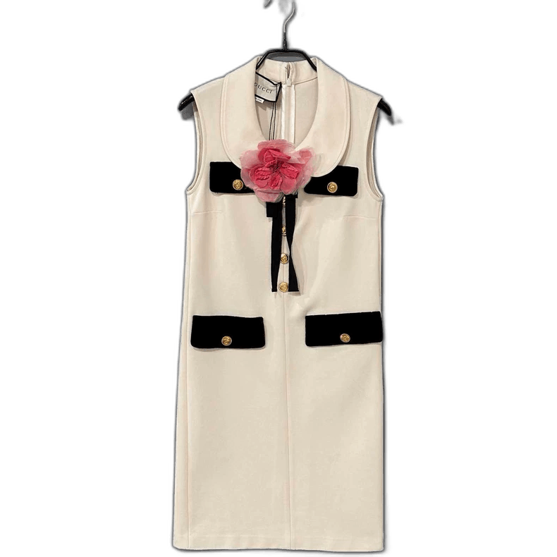 Gucci Sleeveless Dress with Floral Detail and Gold Buttons-2505 Size XXS / US 00 / IT 34 - 1 Thumbnail