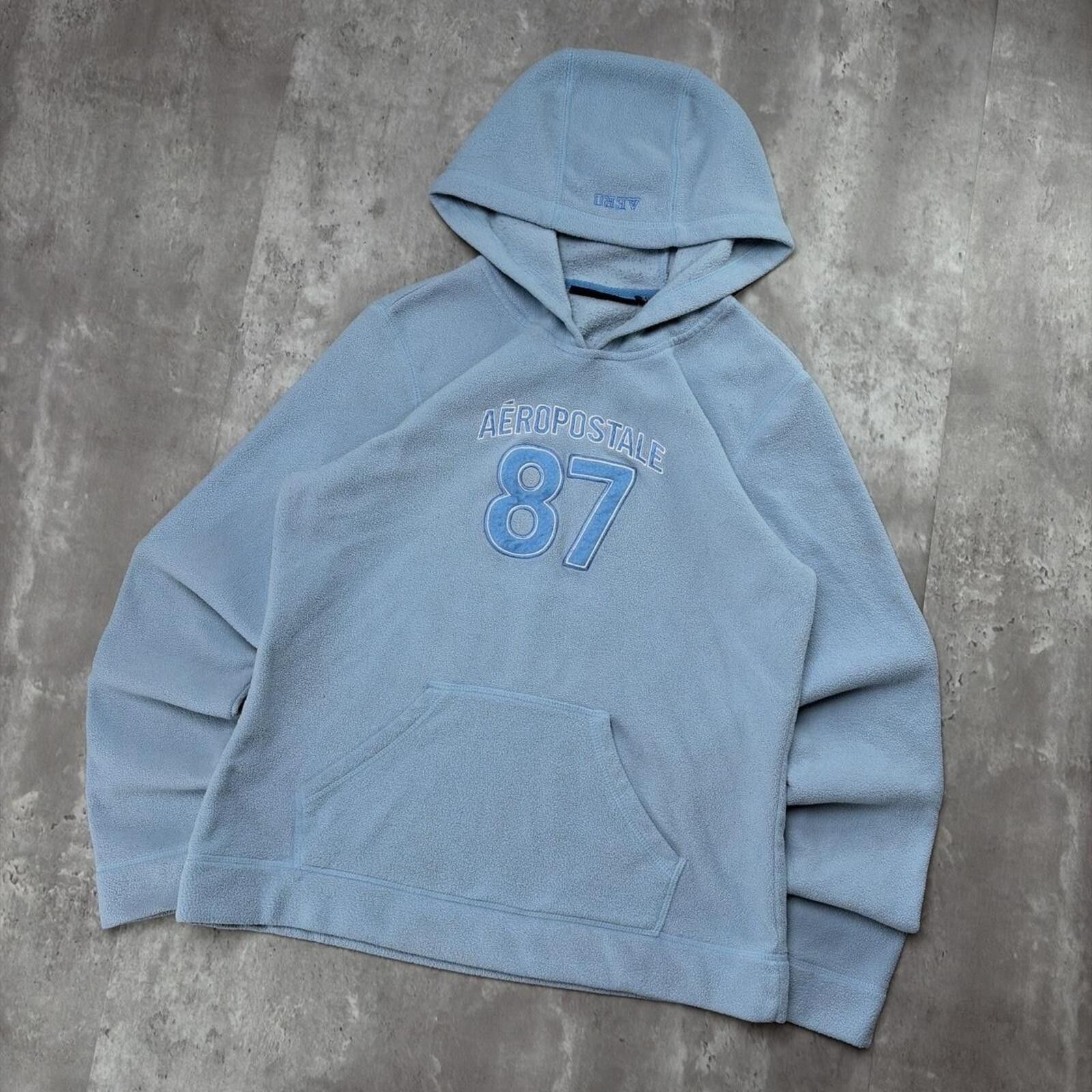Aeropostale Y2K Light Blue Aeropostale Grunge Skater Fleece Hoodie Size L / US 10 / IT 46 - 2 Thumbnail