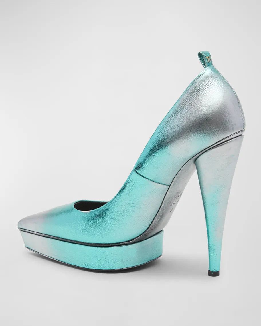 Tom Ford o1loc1c0924 W3279 Platform Pumps in Silver Green Size US 8 / IT 38 - 3 Thumbnail