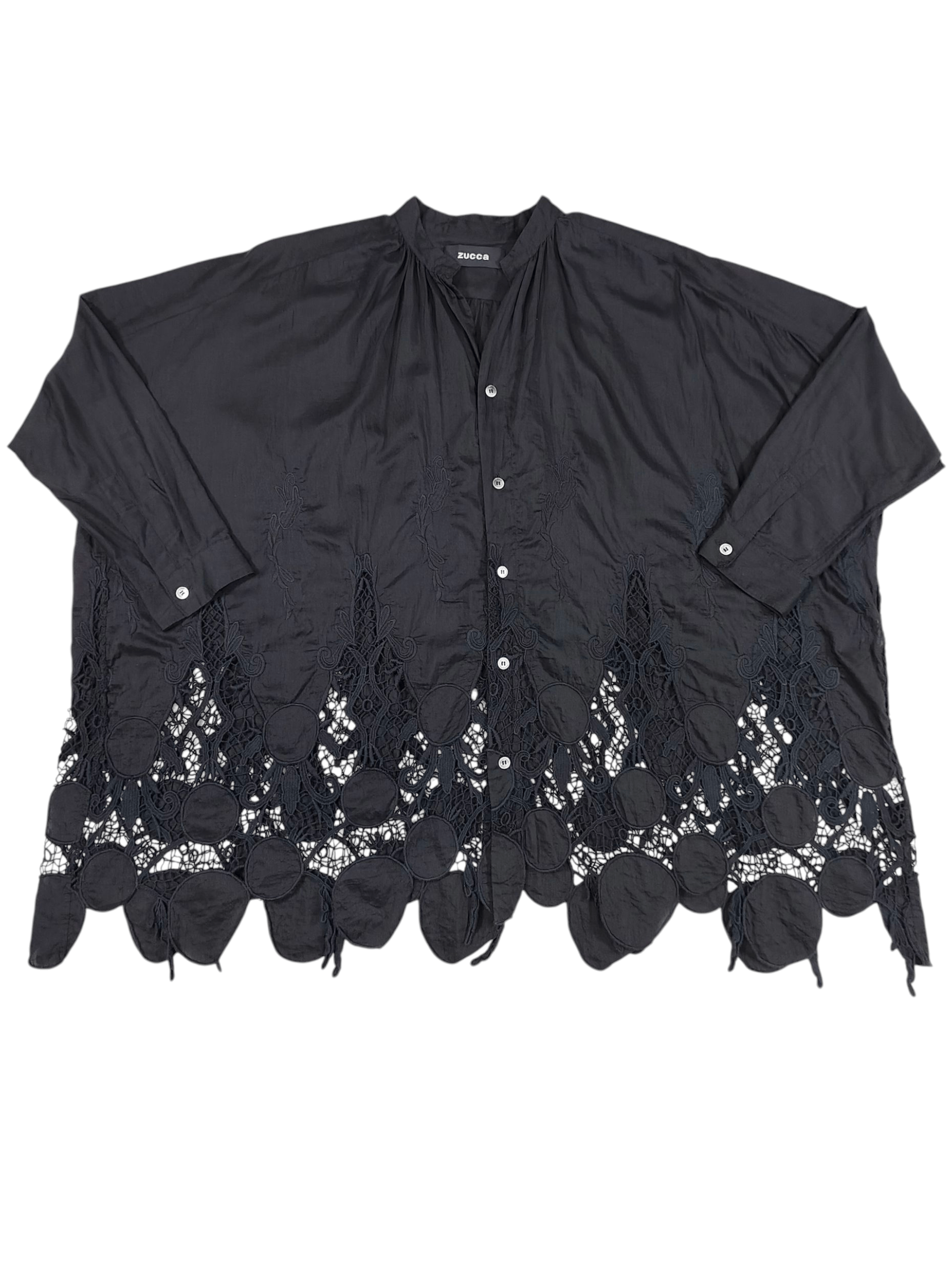 Zucca Zucca🇯🇵by Issey Draped Silhouette Lace Hem Cutwork Blouse Size L / US 10 / IT 46 - 1 Thumbnail