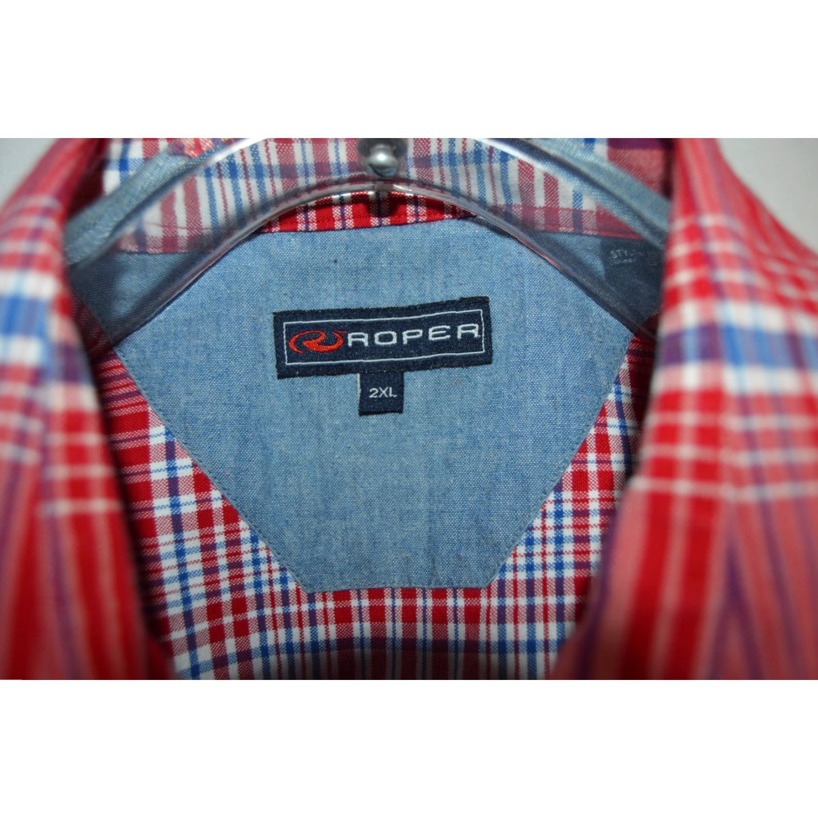 Roper Ropers Men's Shirt 2XL Red Plaid Long Sleeve Western Shirt Size US XXL / EU 58 / 5 - 4 Thumbnail