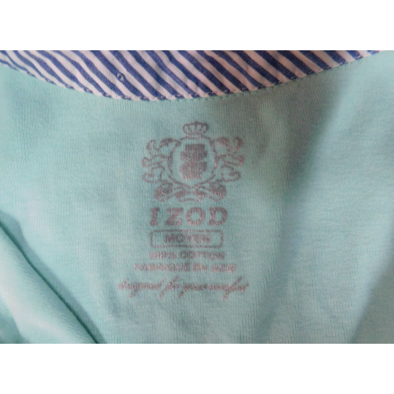 Izod IZOD Blouse Womens Medium Blue Polo Pullover Cap Sleeve Collared Short Sleeve Ruffle 100% Cotton Rayon Casual Classic Basic Regular Mens Women Girls Size M / US 6-8 / IT 42-44 - 6 Thumbnail