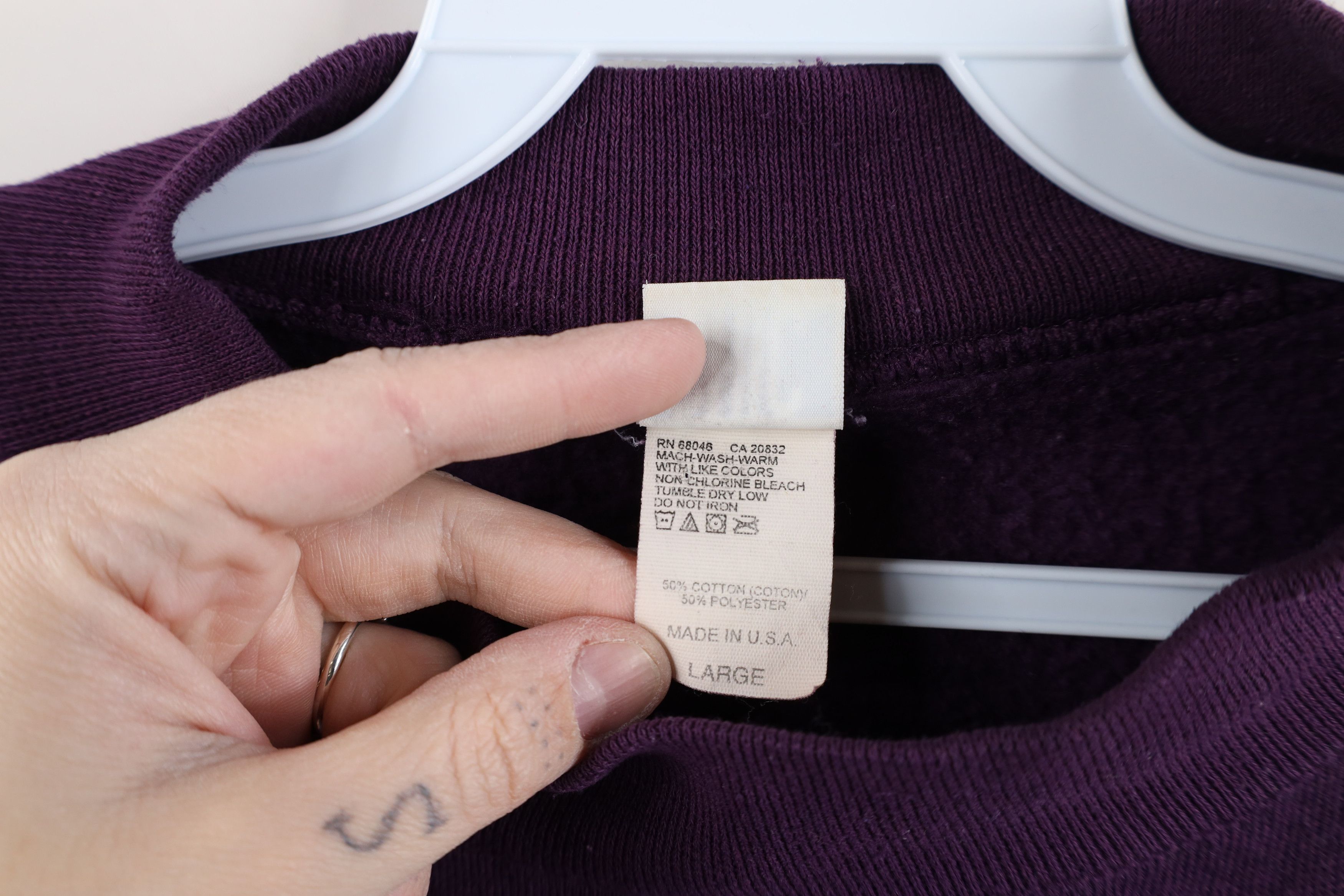 Vintage Vintage 90s Streetwear Blank Mock Neck Sweatshirt Purple USA Size L / US 10 / IT 46 - 5 Thumbnail