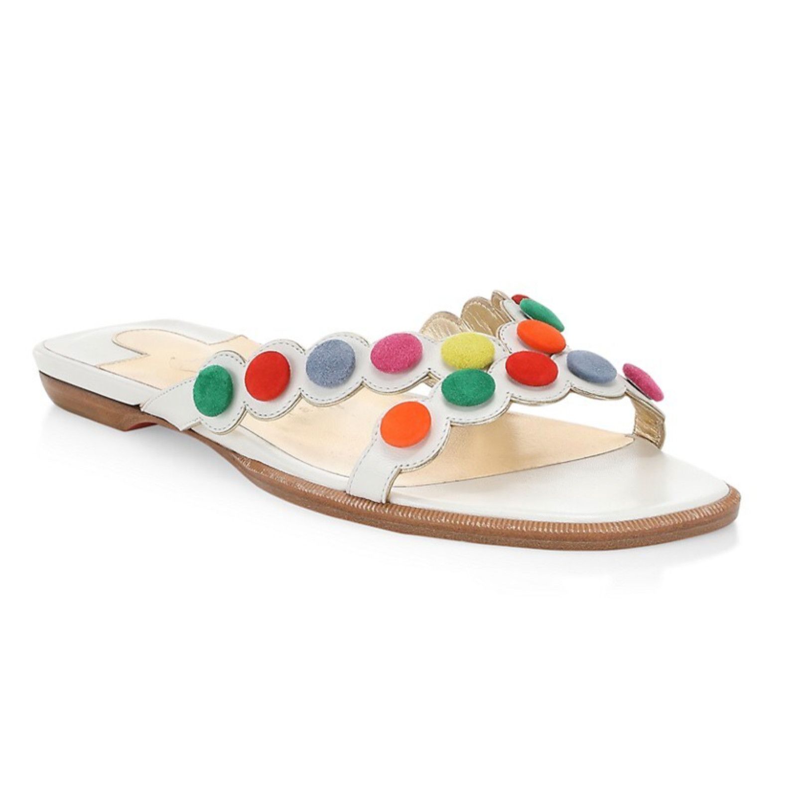 Christian Louboutin Christian Louboutin Smarta Flat White Multicolor Slide Slip Size US 10 / IT 40 - 1 Thumbnail