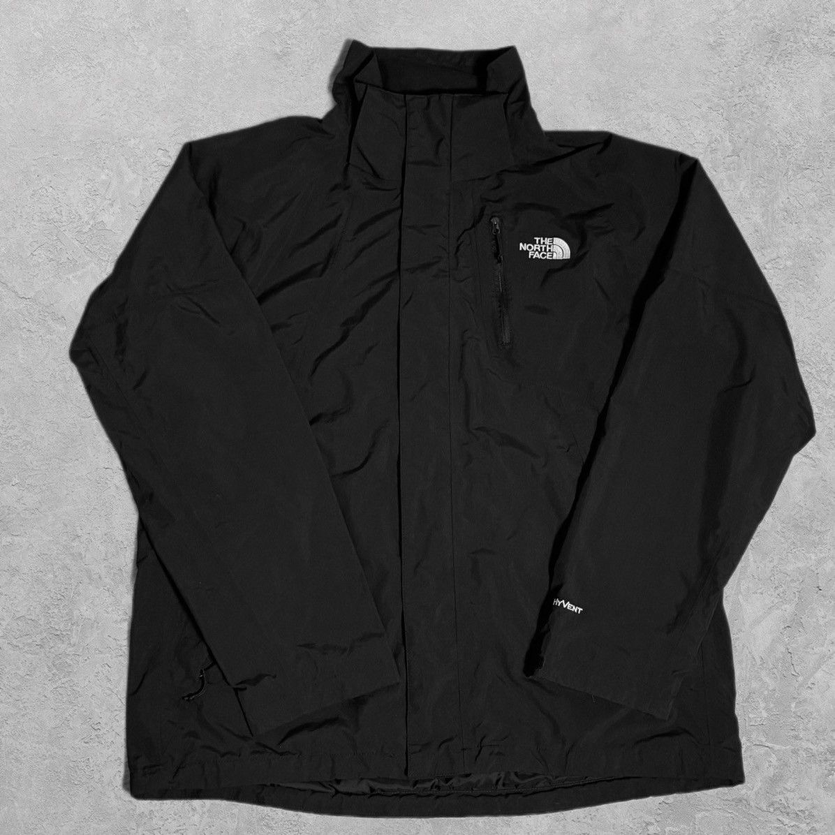 The North Face HyVent Black White hotsell Full Zip Mens Rainwear Jacket Sz XL Fast Ship