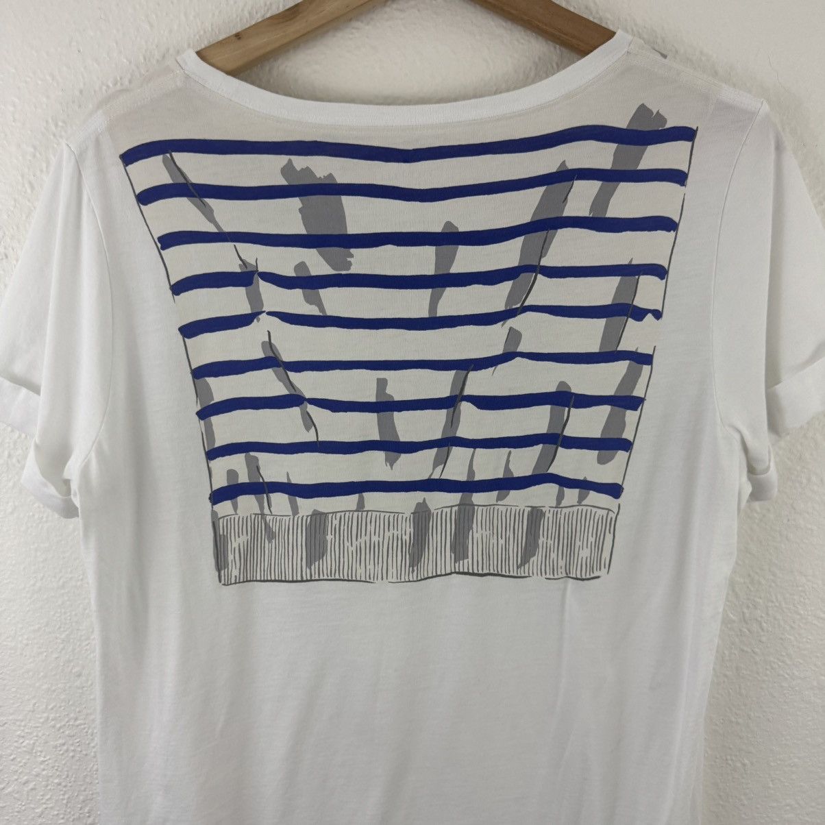 Kate Spade KATE SPADE White Blue Broome Street Tromp L'Oeil Graphic Tee Size M / US 6-8 / IT 42-44 - 9 Thumbnail