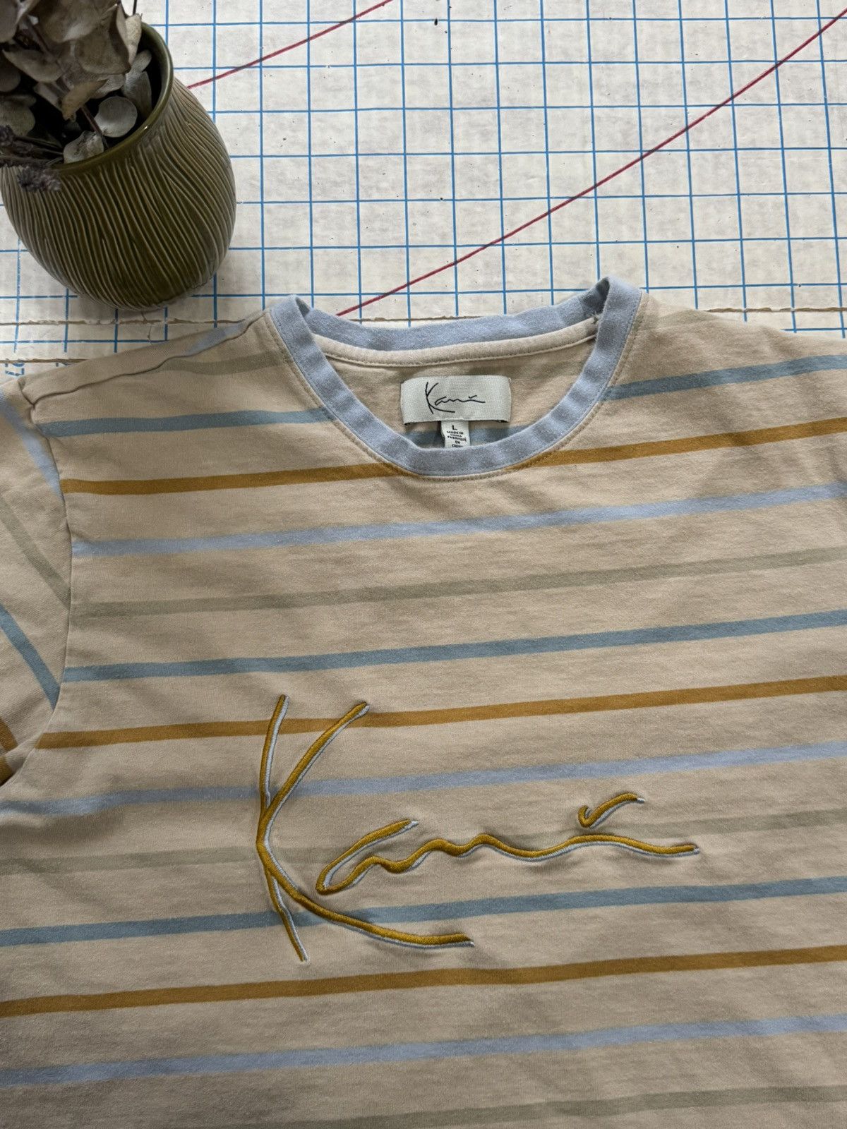 Karl Kani Karl Kani Spell Out Striped T-Shirt Mens Size Large Size US L / EU 52-54 / 3 - 4 Thumbnail
