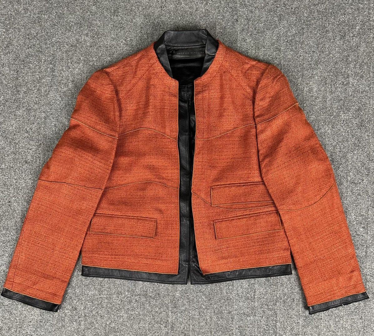 Proenza Schouler Proenza Schouler - Leather Trimmed Tweed Canvas Jacket Size XS / US 0-2 / IT 36-38 - 2 Thumbnail