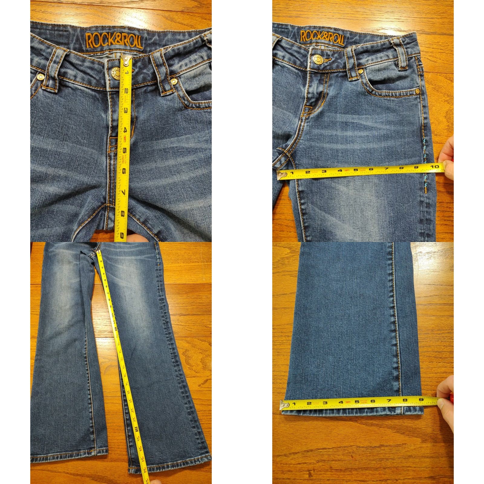 Denime VINTAGE Rock & Roll Denim Jeans Women 26 X 28 Inseam Bootcut Thick Stitch Cowboy Western Rock & Roll Denim Girls Size 26" / US 2 / IT 38 - 8 Thumbnail