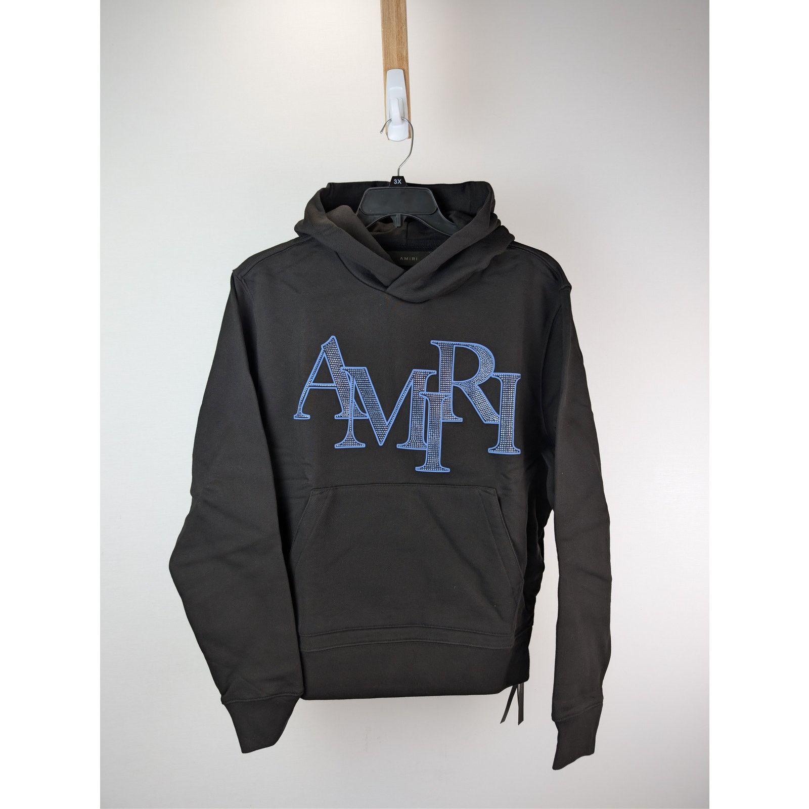 Amiri o1rshd1 Crystal Amiri Staggered Hoodie in Black/Blue Large Size US L / EU 52-54 / 3 - 8 Thumbnail
