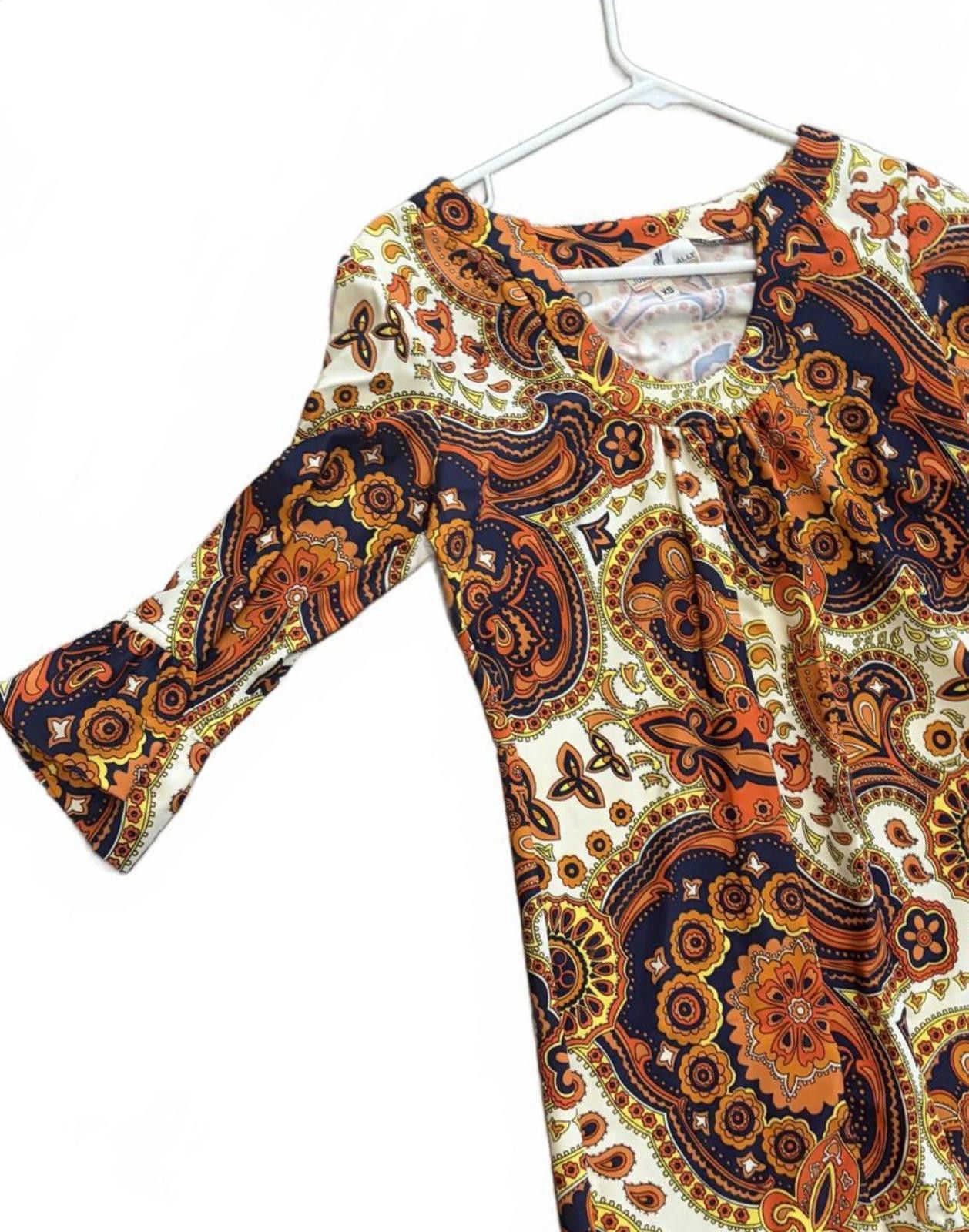 Other Jude Connally Vintage Paisley Dress w/ 3/4 Bell Sleeves s XS Size XS / US 0-2 / IT 36-38 - 3 Thumbnail