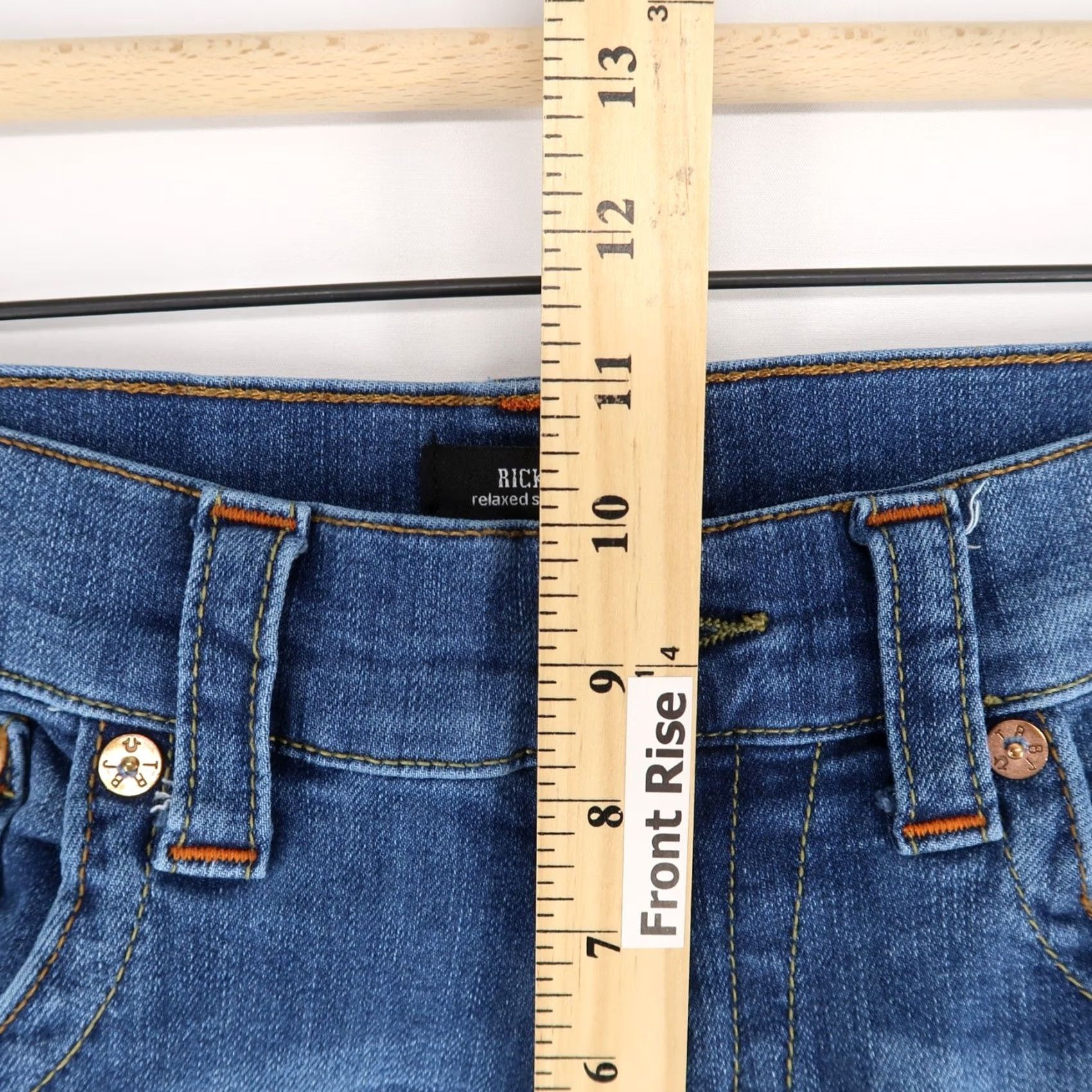 True Religion True Religion Ricky Jeans Mens 33 Blue Relaxed Straight Medium Wash Flap Pocket Size US 33 - 6 Thumbnail