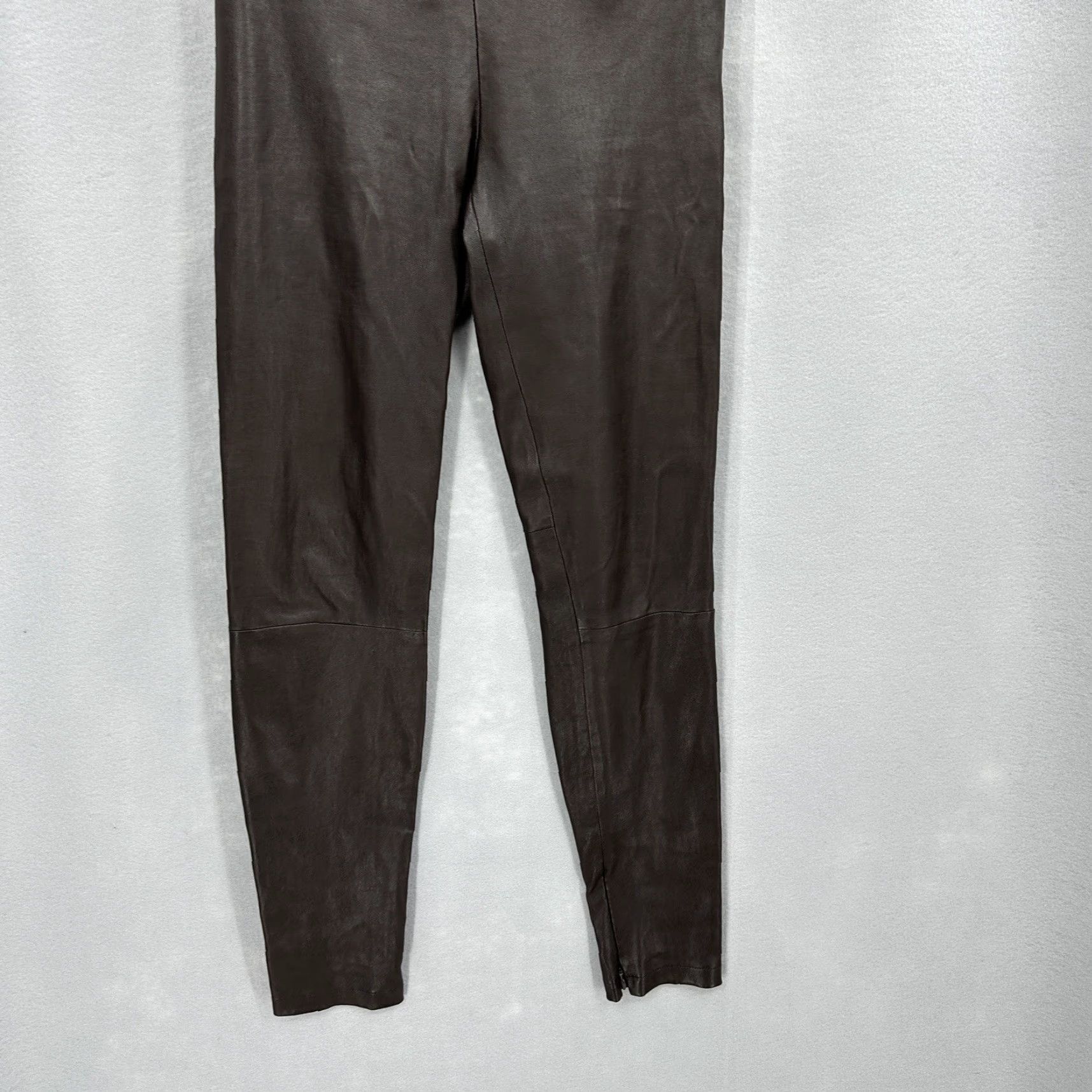 Spanx SPANX Moto Leggings Womens Large Brown Contour Tummy Slimming Faux Leather Nylon Polyester Spandex Size 36" / US 14 / IT 50 - 4 Thumbnail