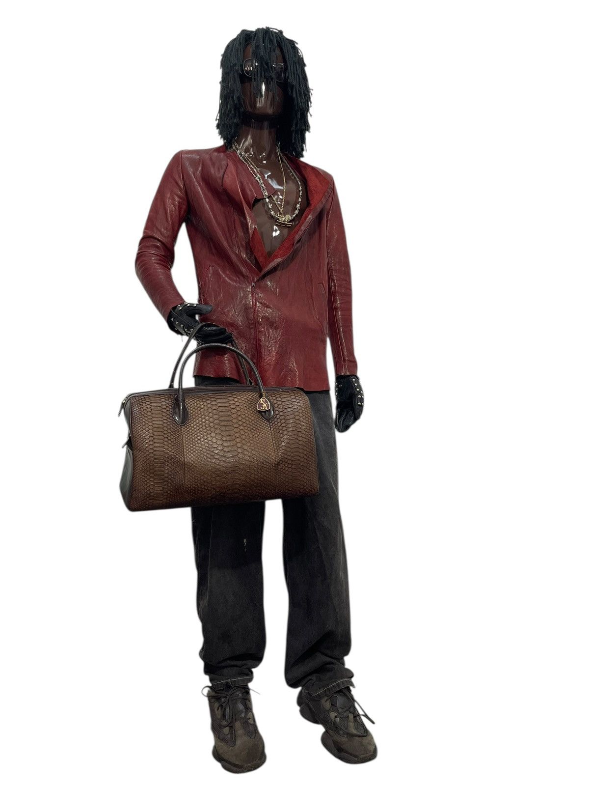 Genuine Leather Full Leather Python Vtg JRA Japan Boston Bag 5🟩 Size ONE SIZE - 2 Thumbnail