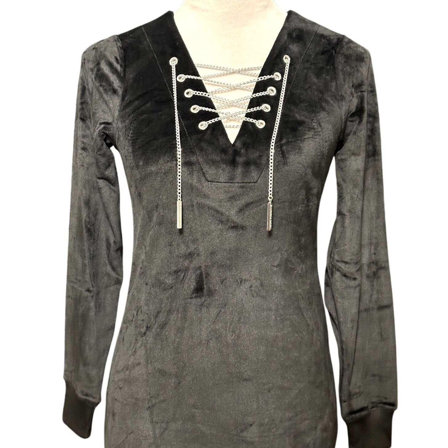 Michael Kors Michael Kors Women's Black Velour Long Sleeve Chain XXS NWT Size XXS / US 00 / IT 34 - 3 Thumbnail
