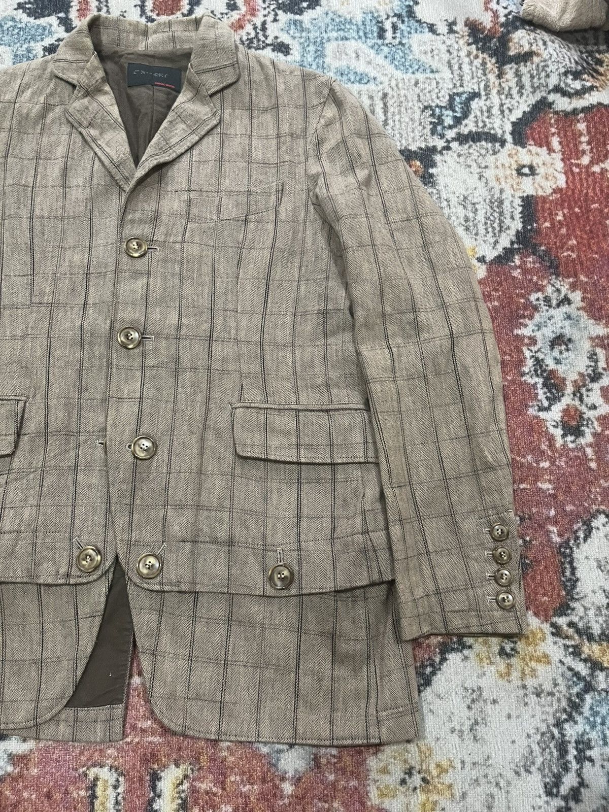 Japanese Brand Brown checked cotton blazer Size US M / EU 48-50 / 2 - 7 Thumbnail