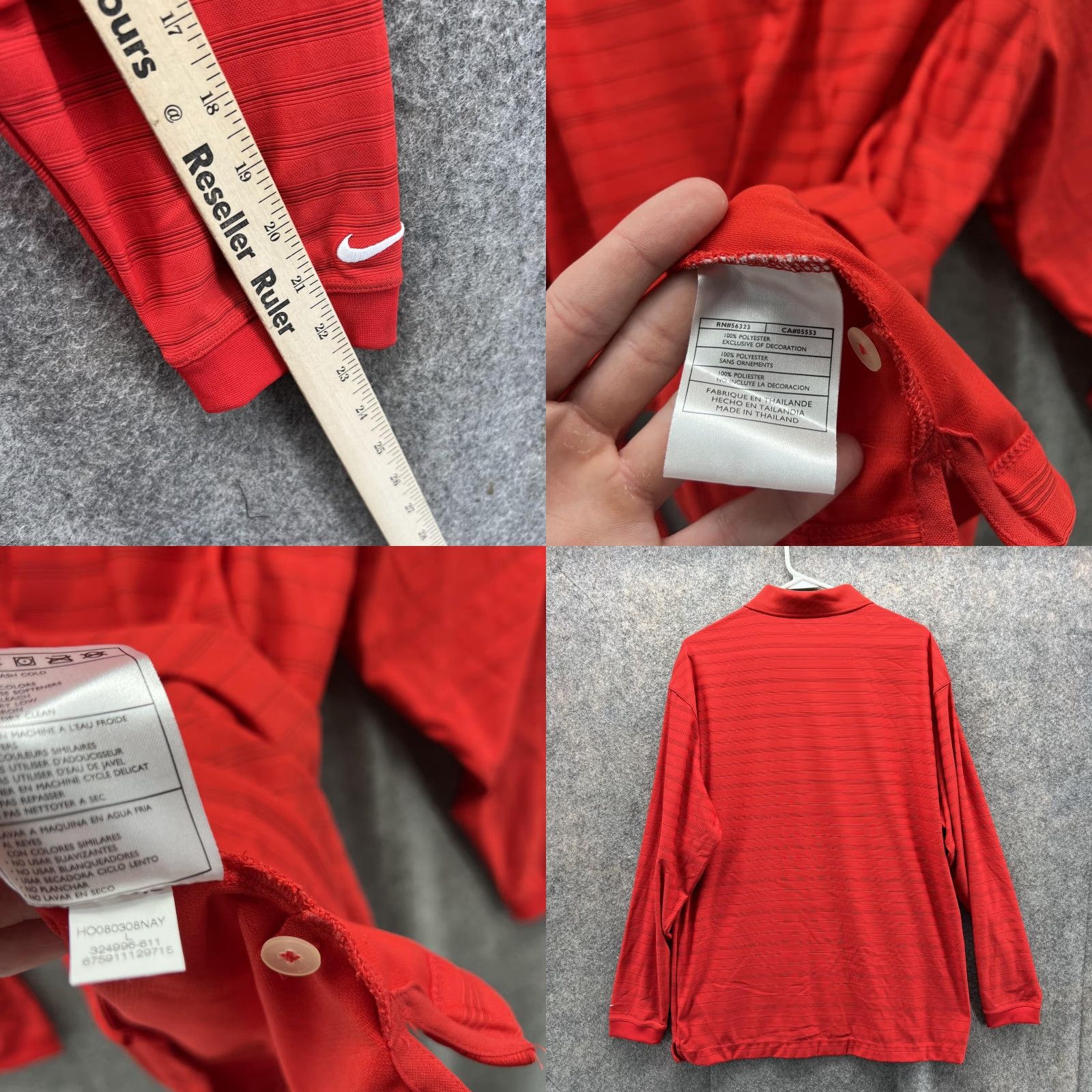 Nike VINTAGE Nike Polo Shirt Men Large Adult Red Dri-Fit Polyester Golf Long Sleeve Shirt Size US L / EU 52-54 / 3 - 8 Thumbnail