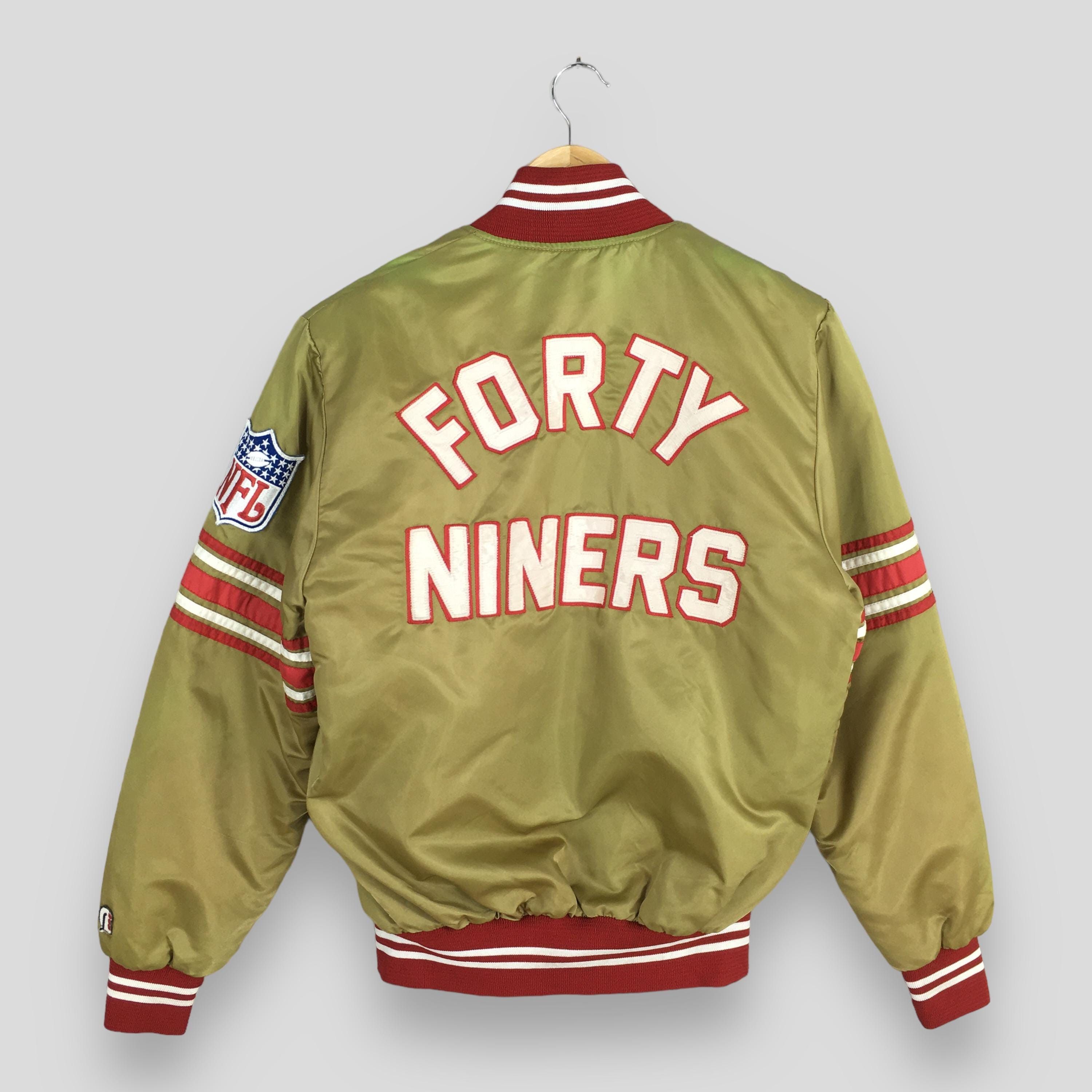 Vintage 80s NFL retailer San Francisco 49ers Jacket Sz XXL Satin Chalk Line Gold USA Made