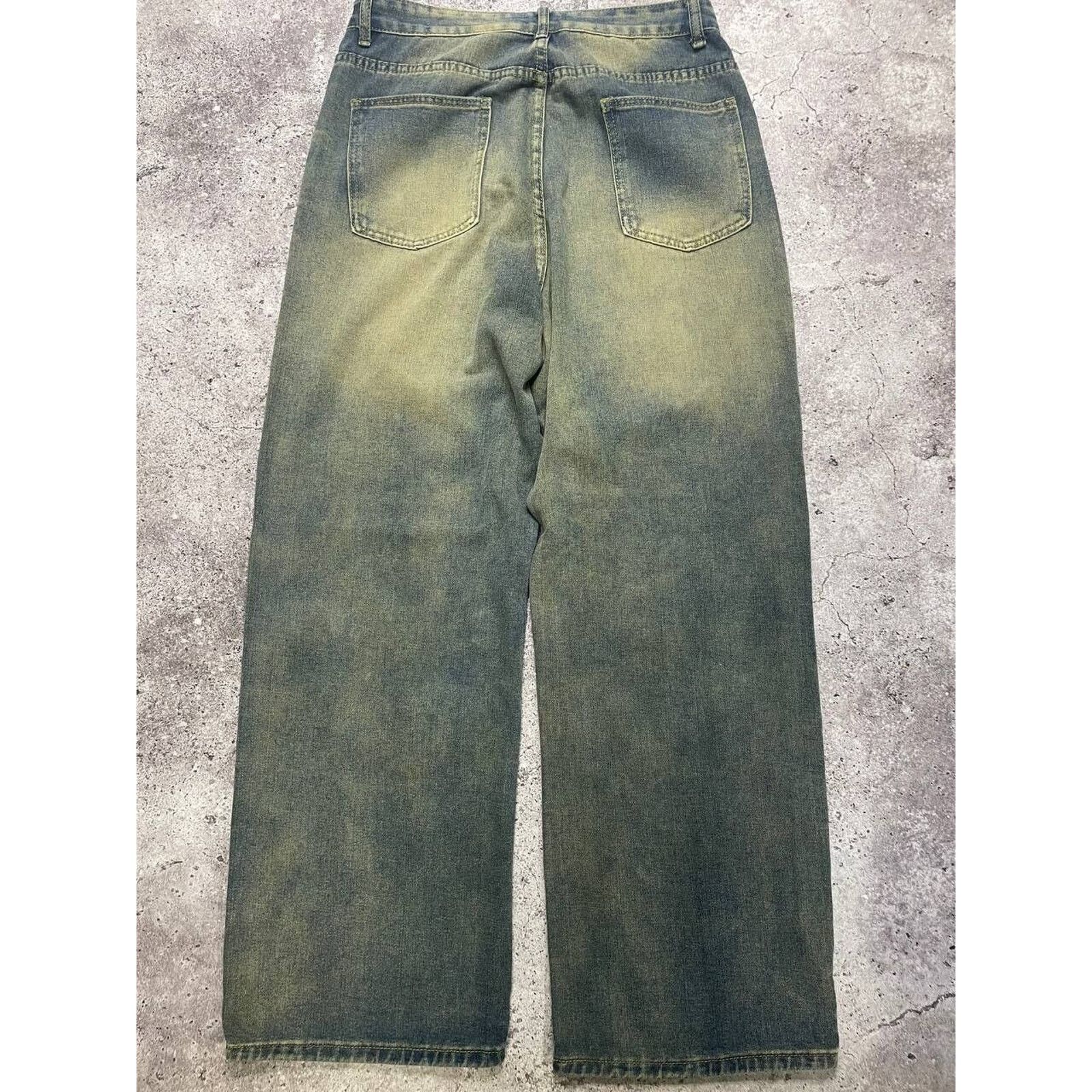Japanese Brand × Vintage Vintage Washed Green Denim Jeans Straight Fit Distressed M Size 33" - 3 Thumbnail