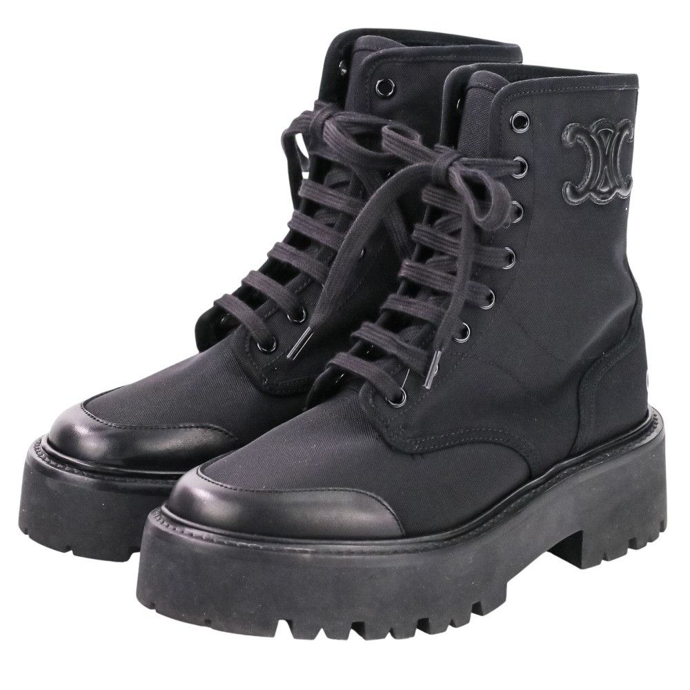 Celine Celine Celine Lace Up Nylon Canvas Leather Boots Textile Shoes DUTY FREE for USA Size ONE SIZE - 1 Thumbnail
