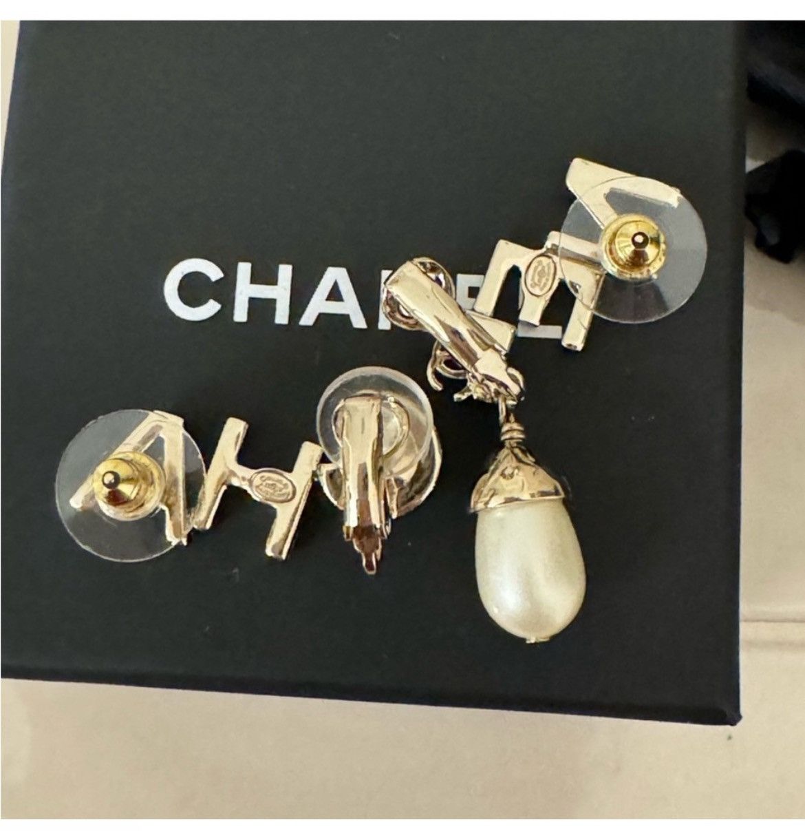Chanel Authentic Chanel Lim Ed Pearl Logo Cuff / Climber Earrings Size ONE SIZE - 6 Thumbnail