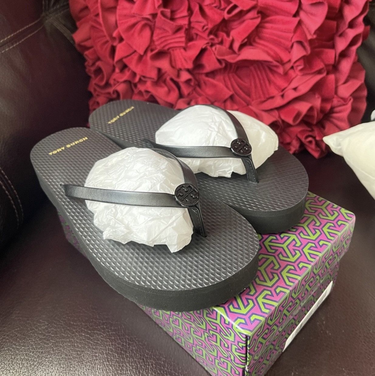 Tory Burch NWT Tory Burch Thin leather Strap Black Platform Flip Flop Size US 6 / IT 36 - 3 Thumbnail