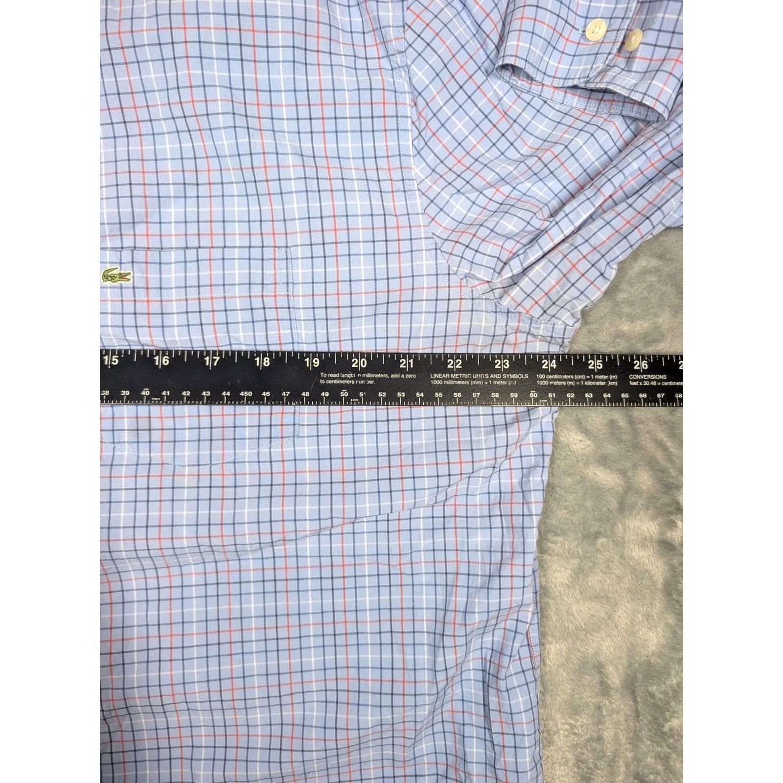 Lacoste Lacoste Shirt Mens 44 Blue Check Cotton Long Sleeve Button-Down Slim Fit Casual Size US XXL / EU 58 / 5 - 3 Thumbnail