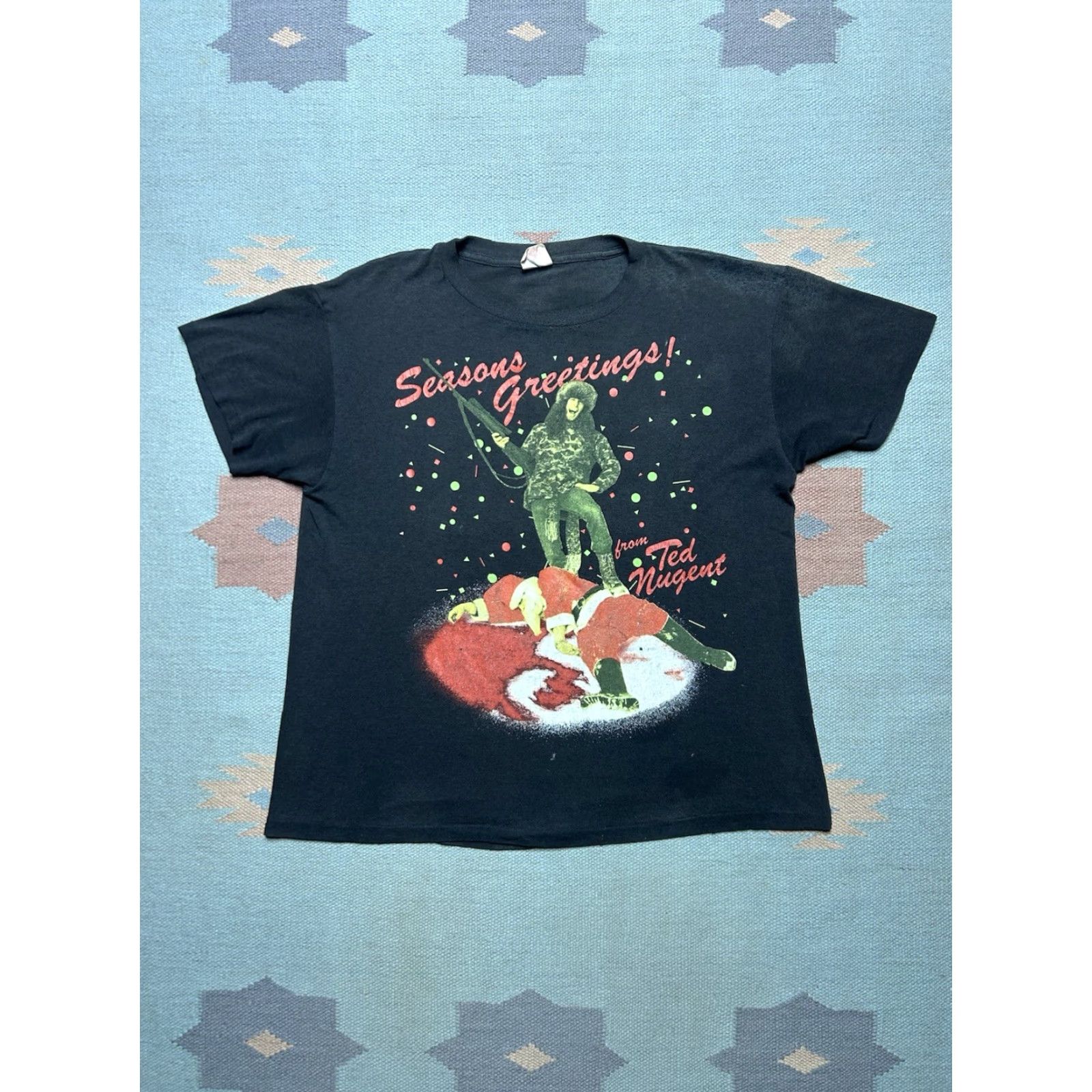 Vintage VINTAGE Ted nugent Seasons greetings tour Christmas Santa Thin Large Shirt Men L Black 90s T-Shirt Christmas Santa tour Nogent? Size US L / EU 52-54 / 3 - 2 Thumbnail